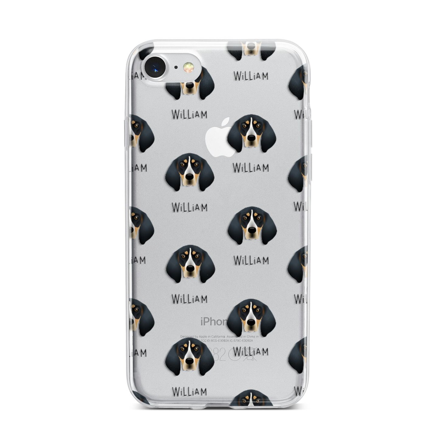 Bluetick Coonhound Icon with Name iPhone 7 Bumper Case on Silver iPhone