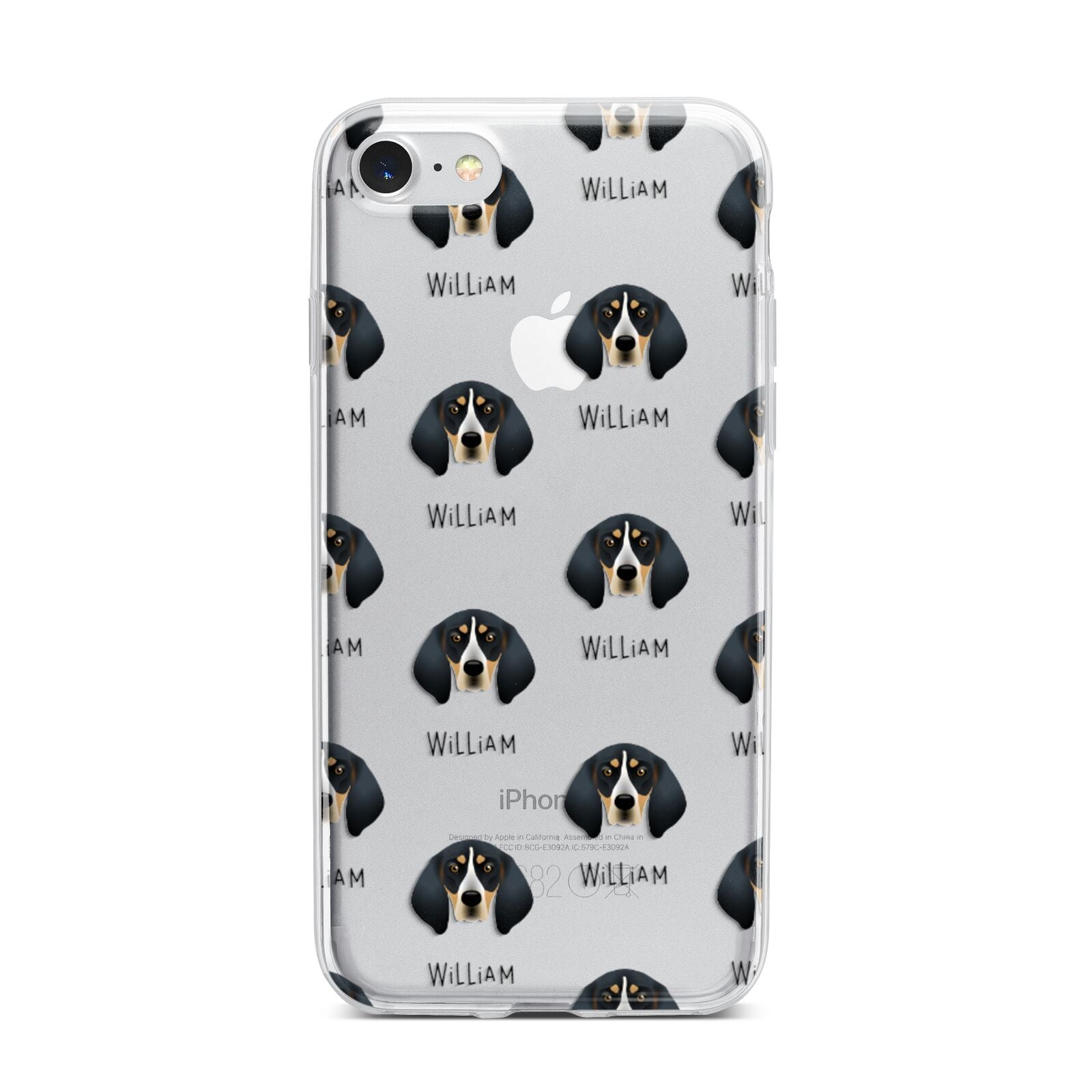 Bluetick Coonhound Icon with Name iPhone 7 Bumper Case on Silver iPhone