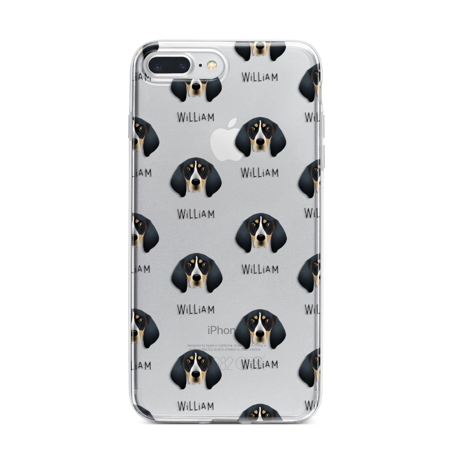 Bluetick Coonhound Icon with Name iPhone 7 Plus Bumper Case on Silver iPhone