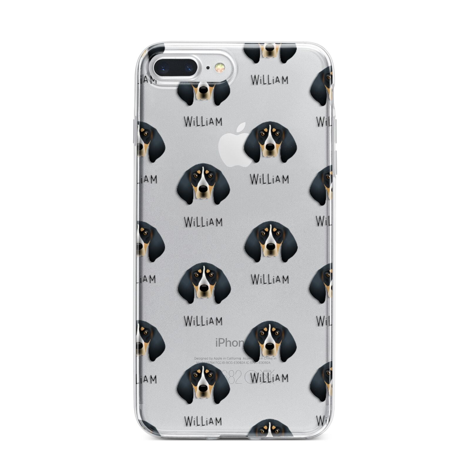 Bluetick Coonhound Icon with Name iPhone 7 Plus Bumper Case on Silver iPhone