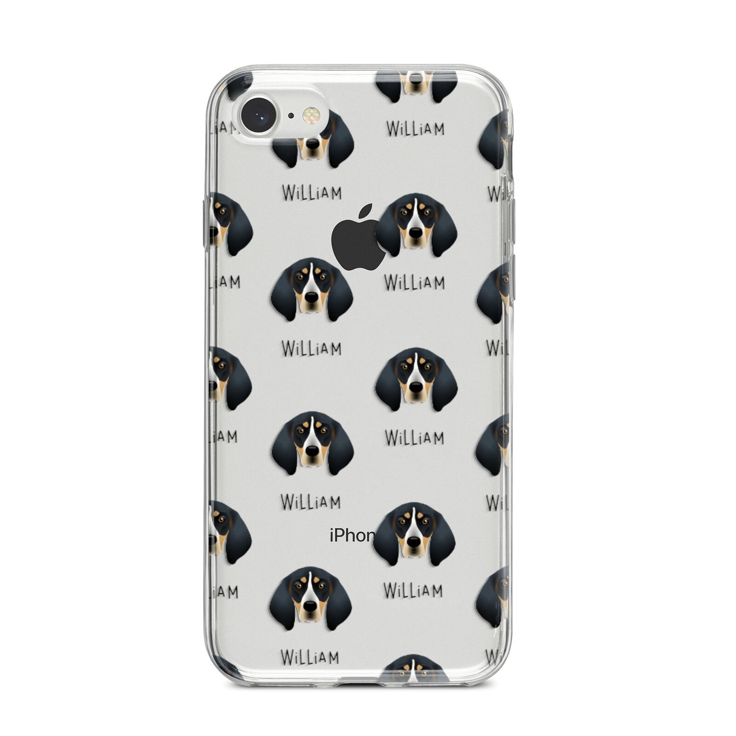 Bluetick Coonhound Icon with Name iPhone 8 Bumper Case on Silver iPhone