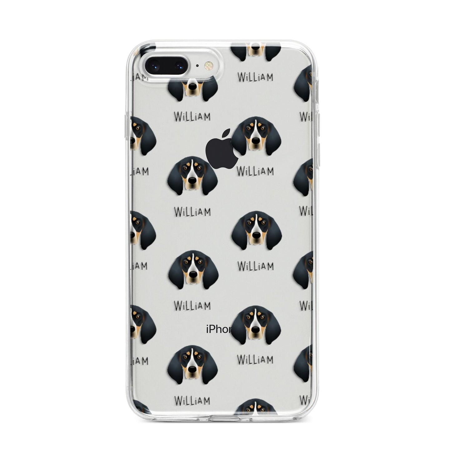 Bluetick Coonhound Icon with Name iPhone 8 Plus Bumper Case on Silver iPhone