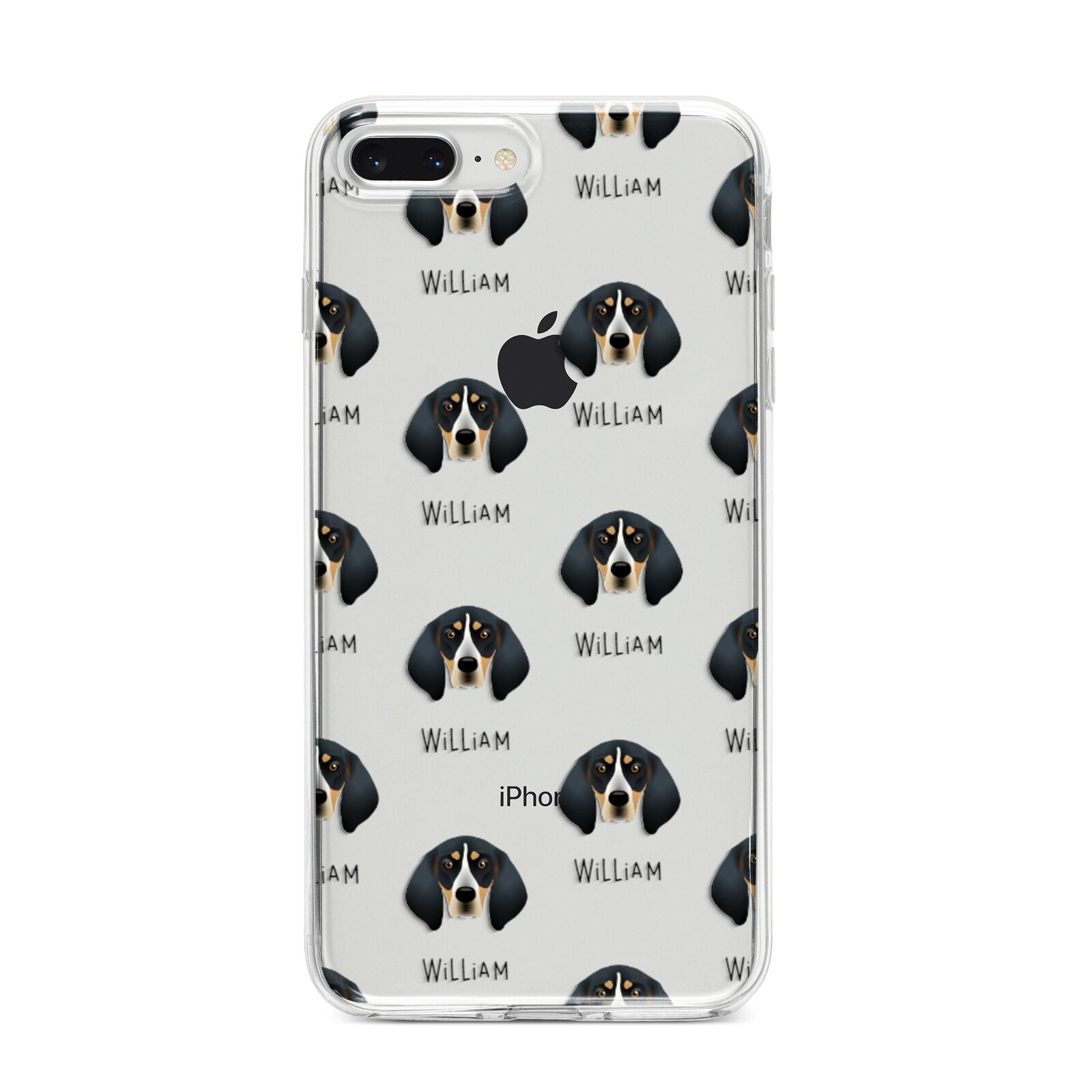 Bluetick Coonhound Icon with Name iPhone 8 Plus Bumper Case on Silver iPhone
