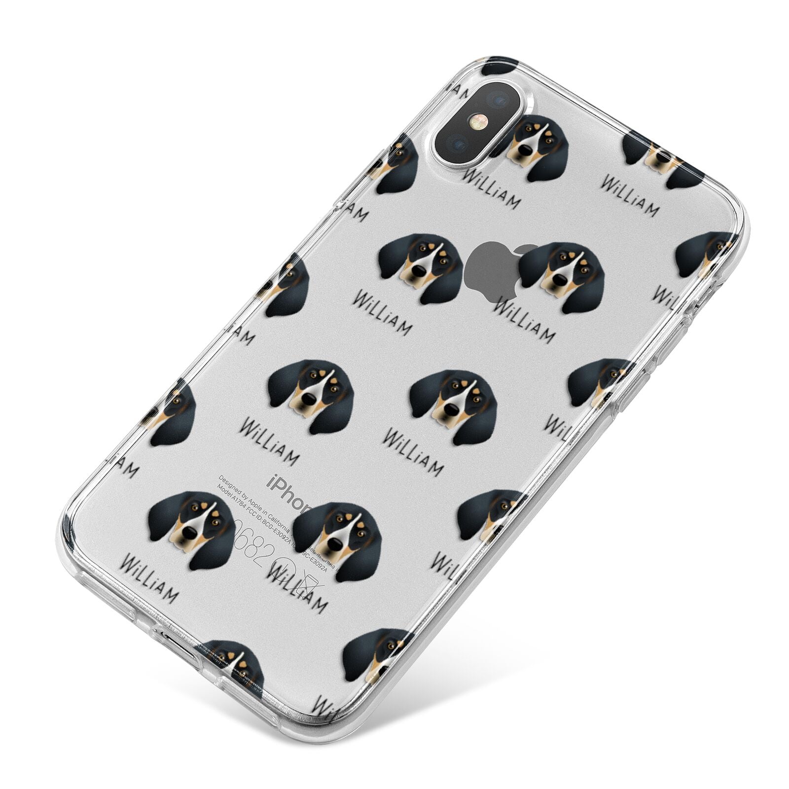 Bluetick Coonhound Icon with Name iPhone X Bumper Case on Silver iPhone