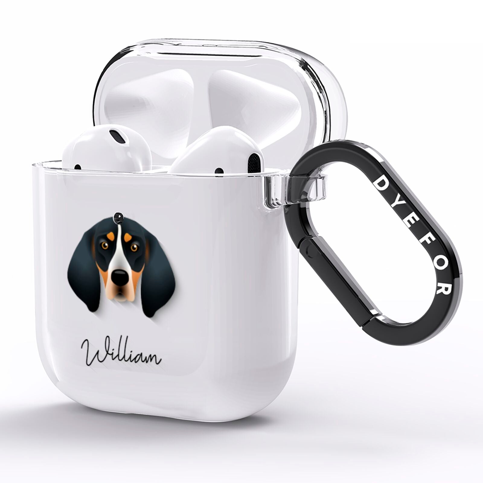 Bluetick Coonhound Personalised AirPods Clear Case Side Image