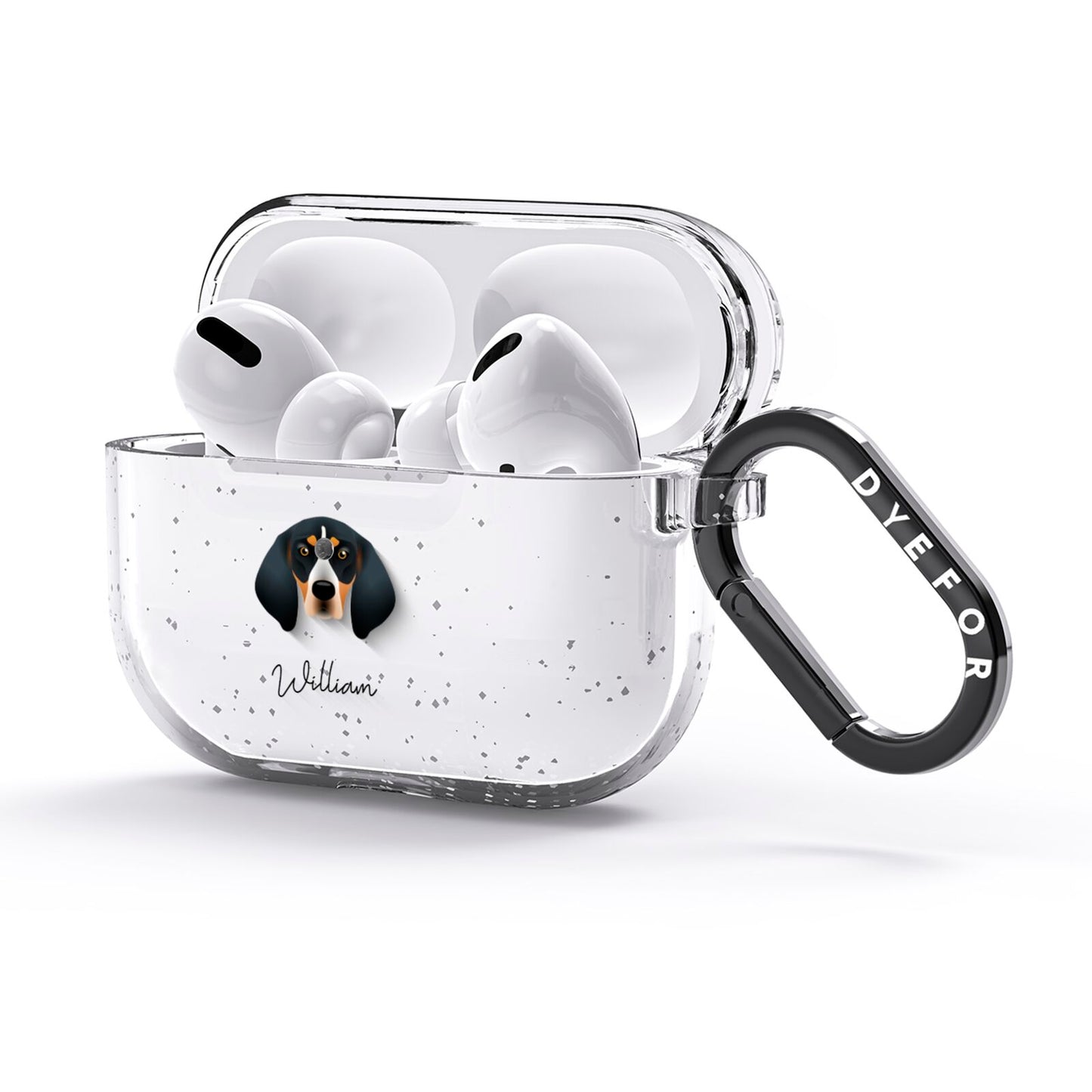 Bluetick Coonhound Personalised AirPods Glitter Case 3rd Gen Side Image