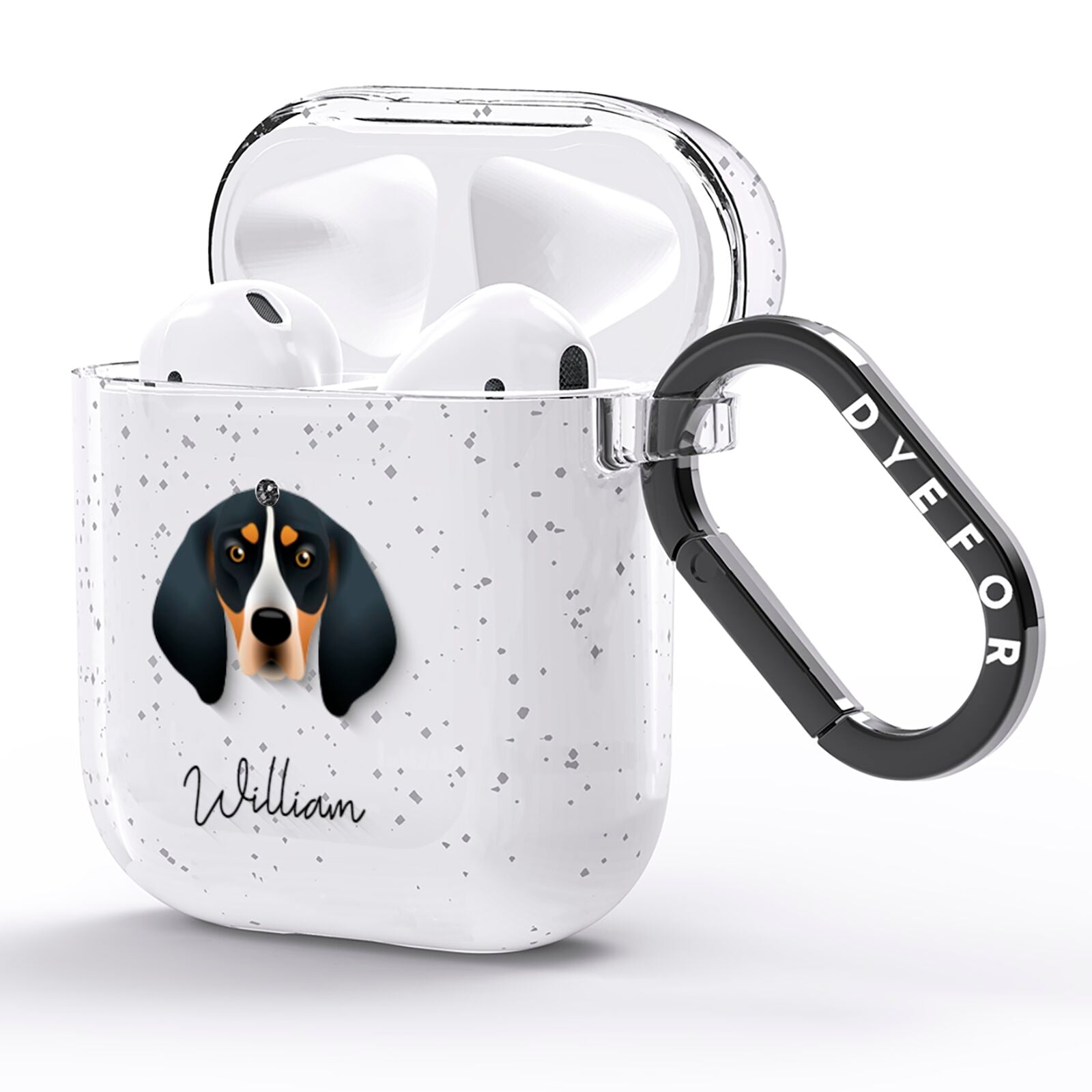 Bluetick Coonhound Personalised AirPods Glitter Case Side Image