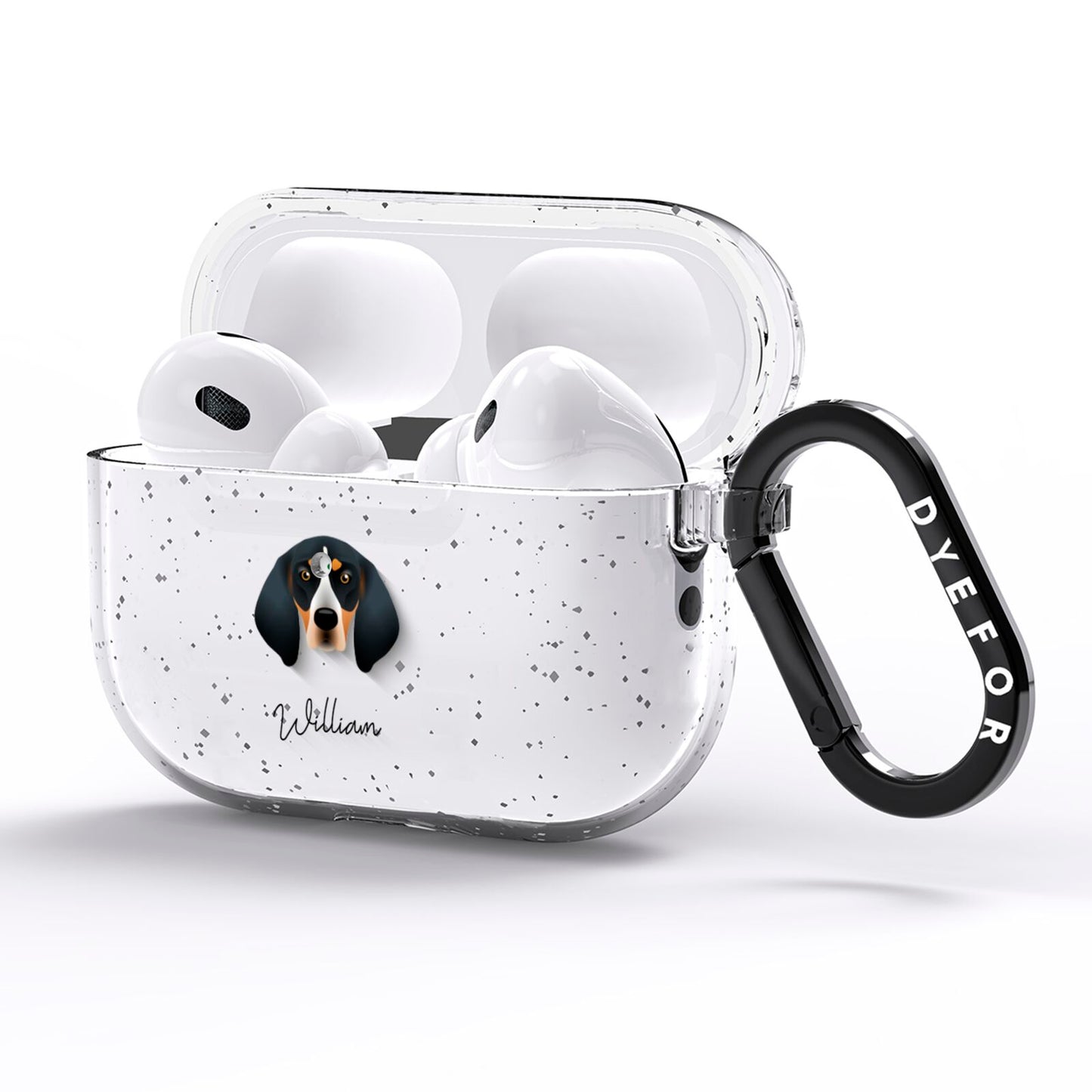 Bluetick Coonhound Personalised AirPods Pro Glitter Case Side Image
