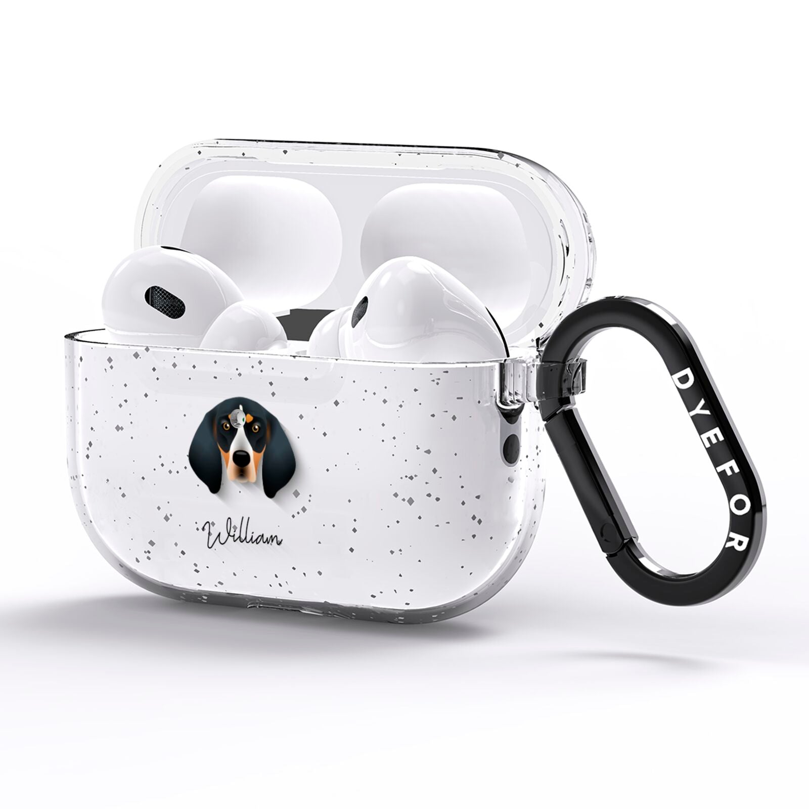 Bluetick Coonhound Personalised AirPods Pro Glitter Case Side Image