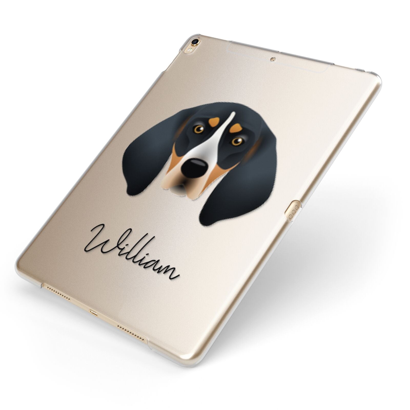 Bluetick Coonhound Personalised Apple iPad Case on Gold iPad Side View