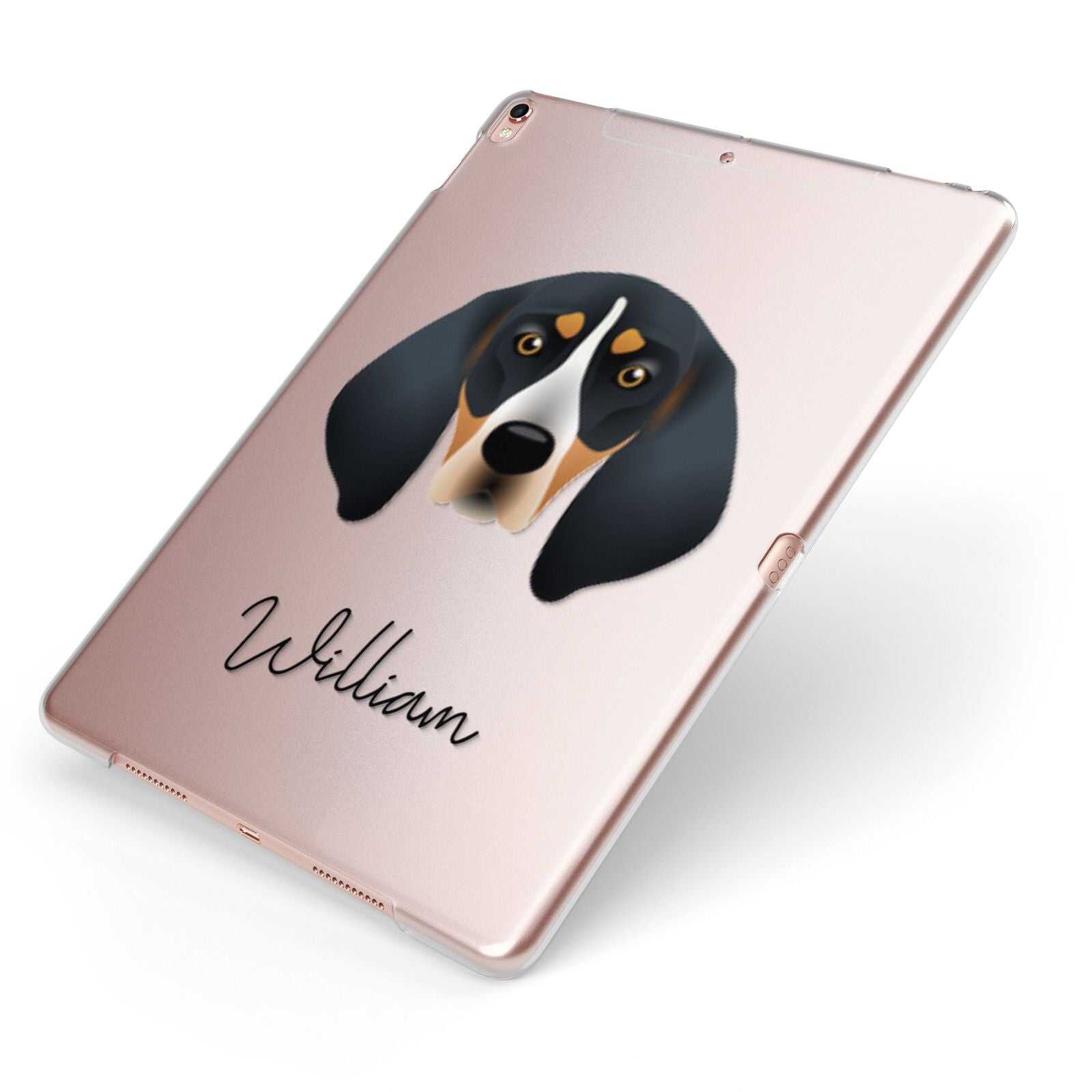 Bluetick Coonhound Personalised Apple iPad Case on Rose Gold iPad Side View