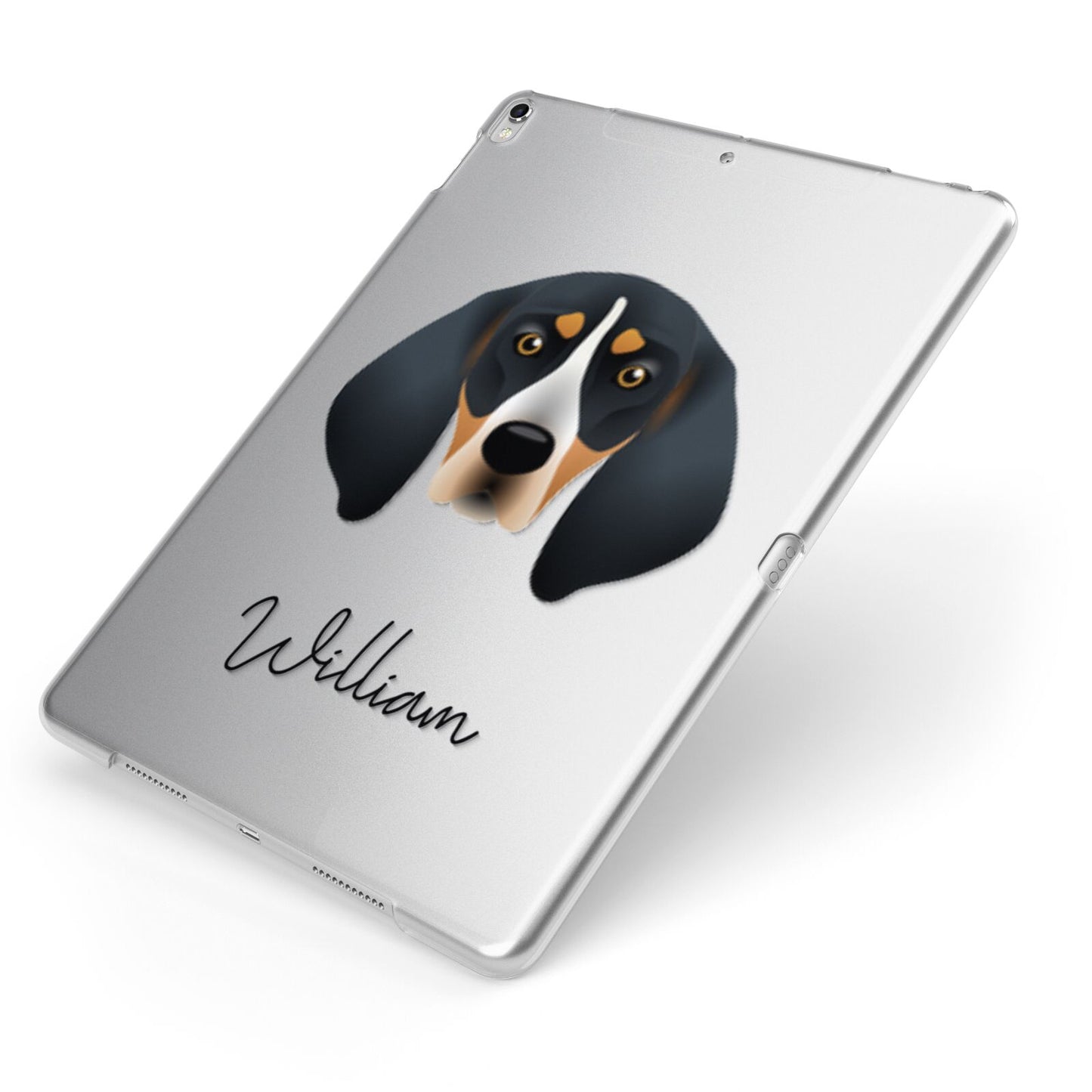 Bluetick Coonhound Personalised Apple iPad Case on Silver iPad Side View