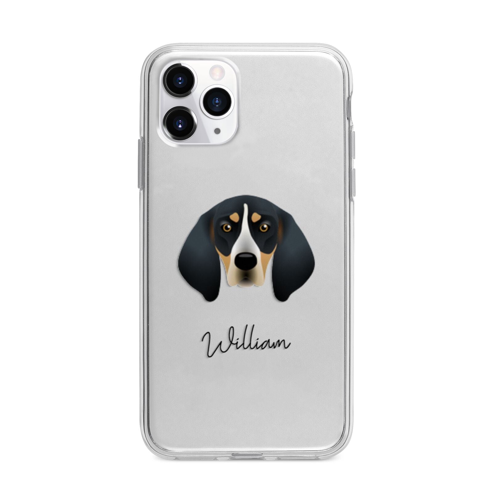 Bluetick Coonhound Personalised Apple iPhone 11 Pro Max in Silver with Bumper Case