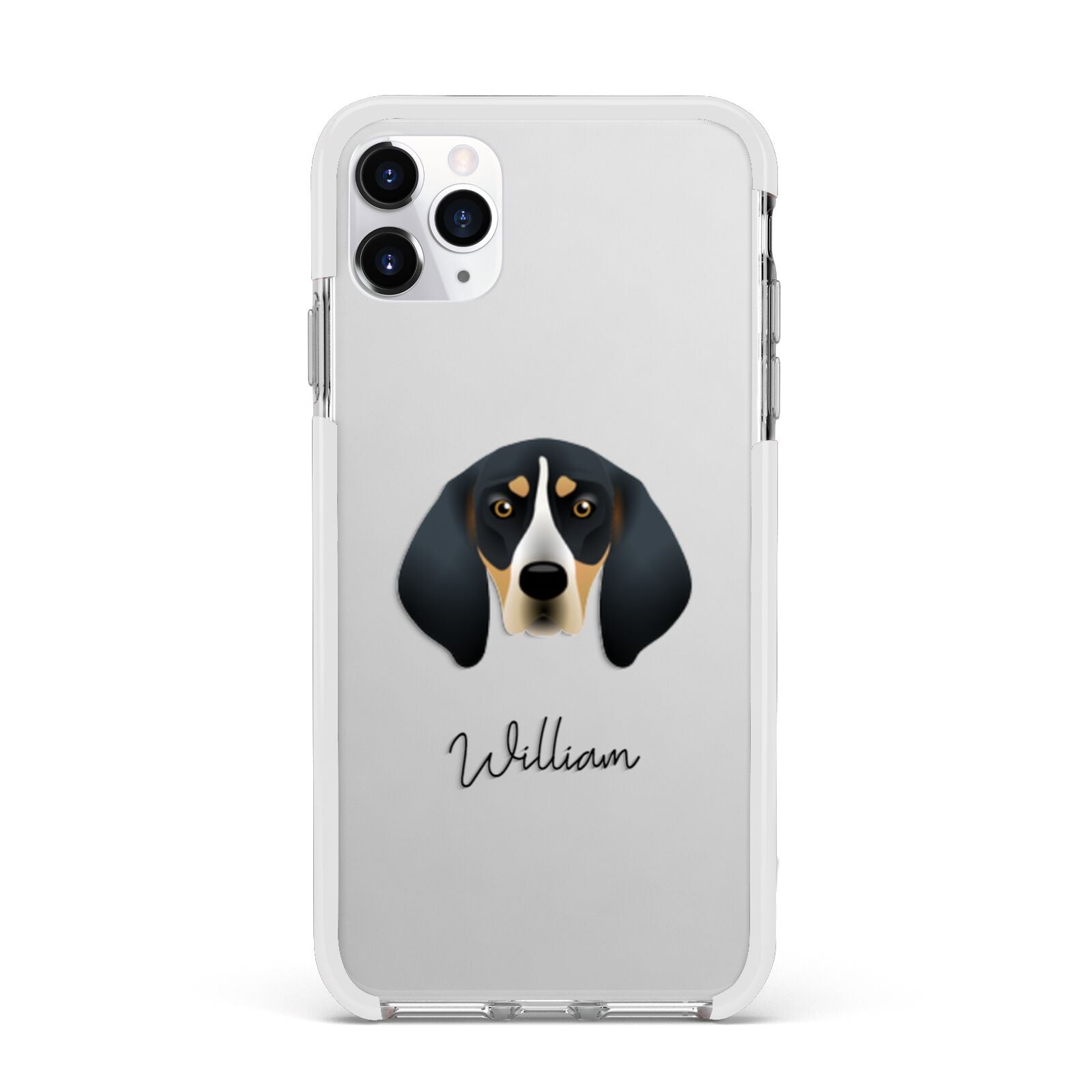 Bluetick Coonhound Personalised Apple iPhone 11 Pro Max in Silver with White Impact Case