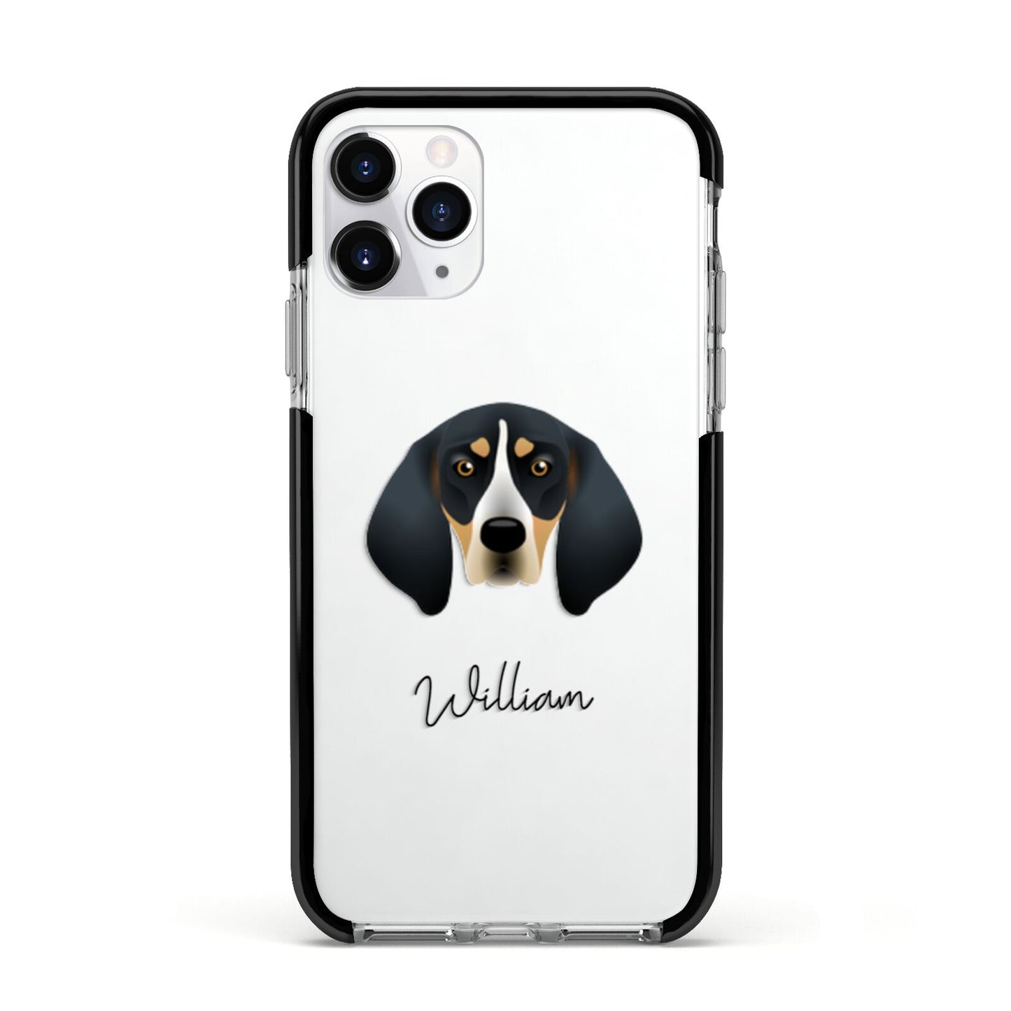 Bluetick Coonhound Personalised Apple iPhone 11 Pro in Silver with Black Impact Case