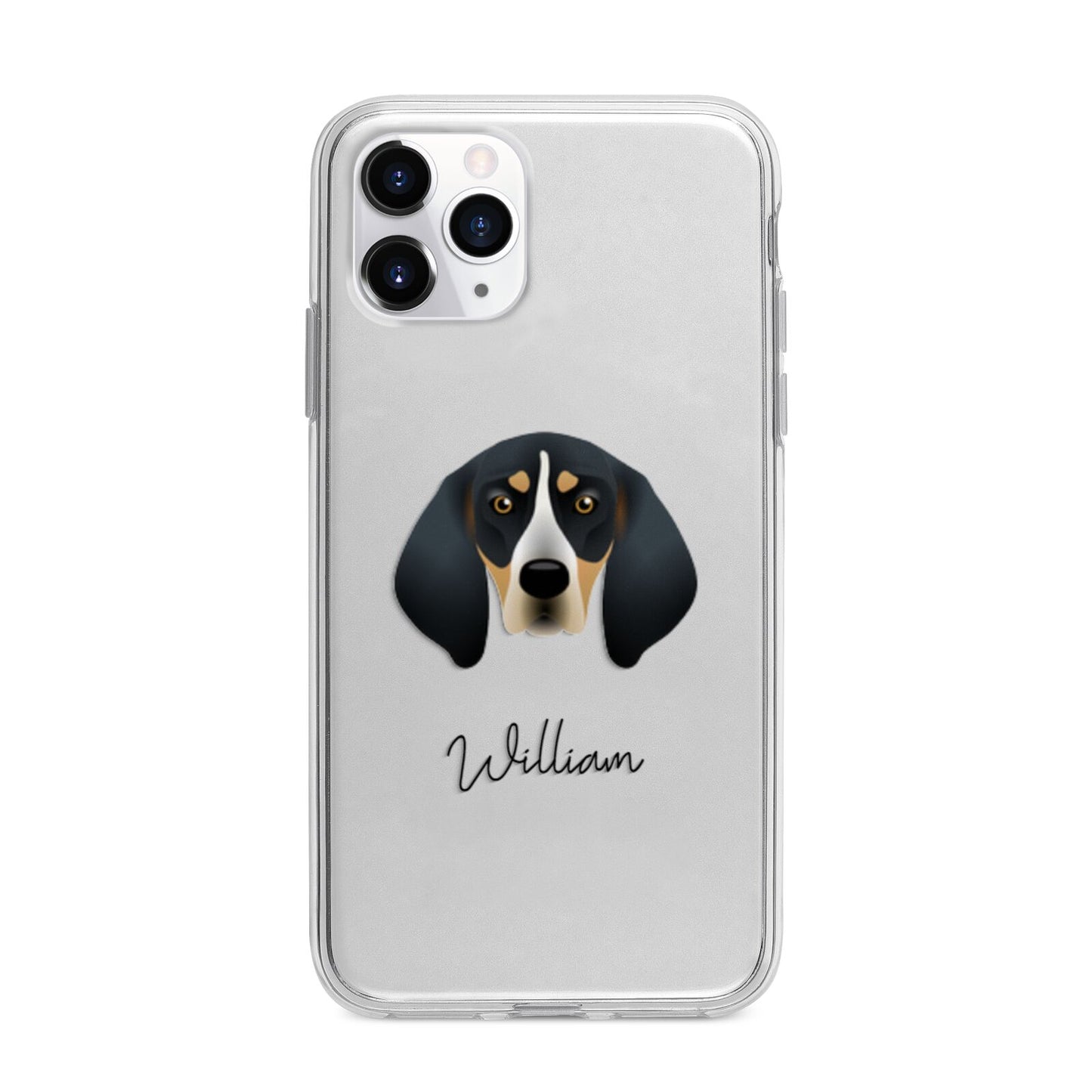 Bluetick Coonhound Personalised Apple iPhone 11 Pro in Silver with Bumper Case