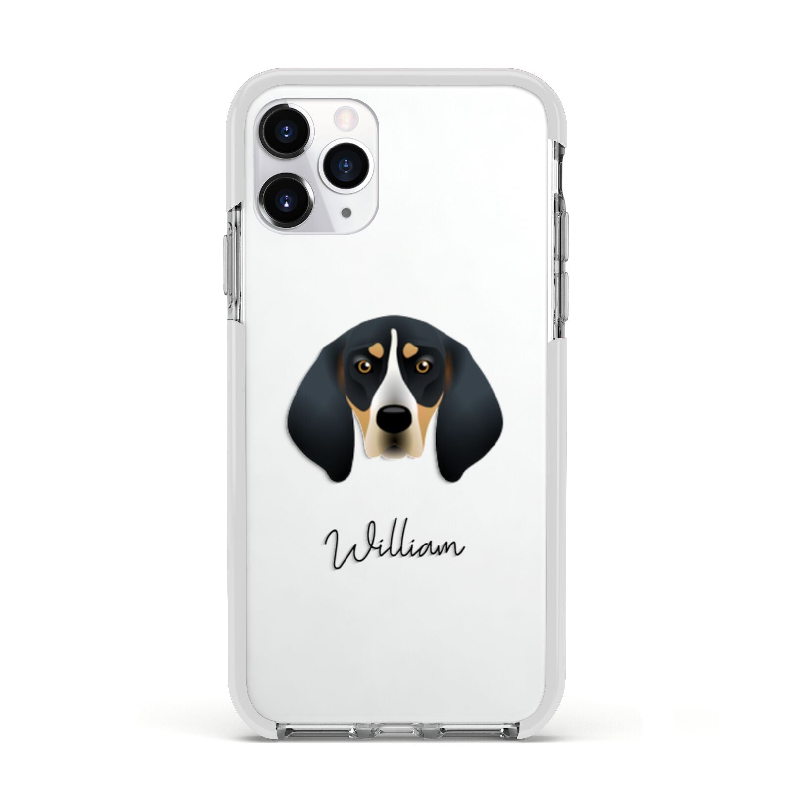 Bluetick Coonhound Personalised Apple iPhone 11 Pro in Silver with White Impact Case
