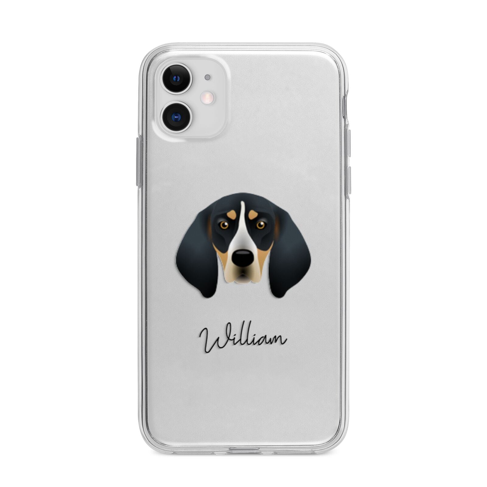 Bluetick Coonhound Personalised Apple iPhone 11 in White with Bumper Case