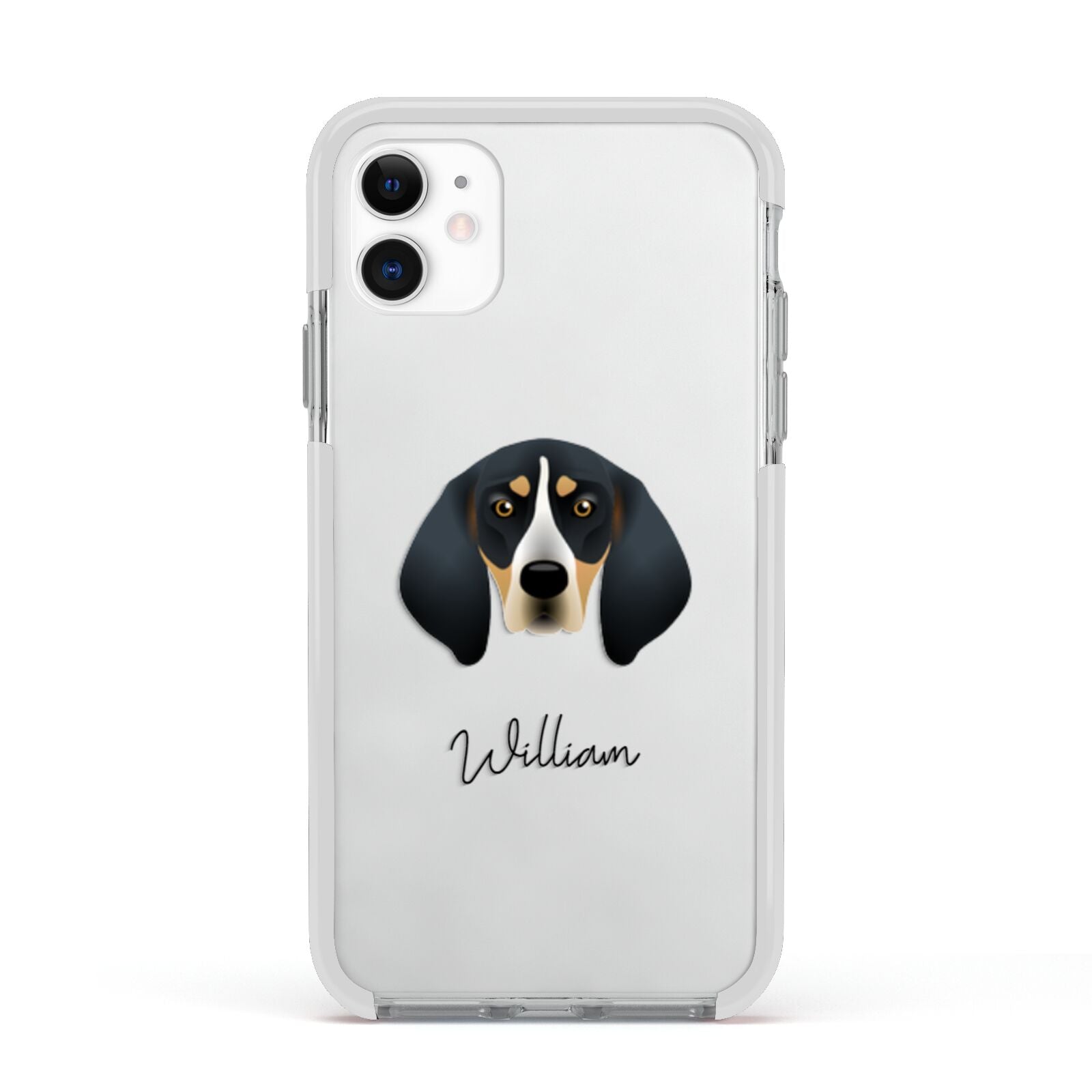 Bluetick Coonhound Personalised Apple iPhone 11 in White with White Impact Case