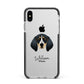 Bluetick Coonhound Personalised Apple iPhone Xs Max Impact Case Black Edge on Silver Phone