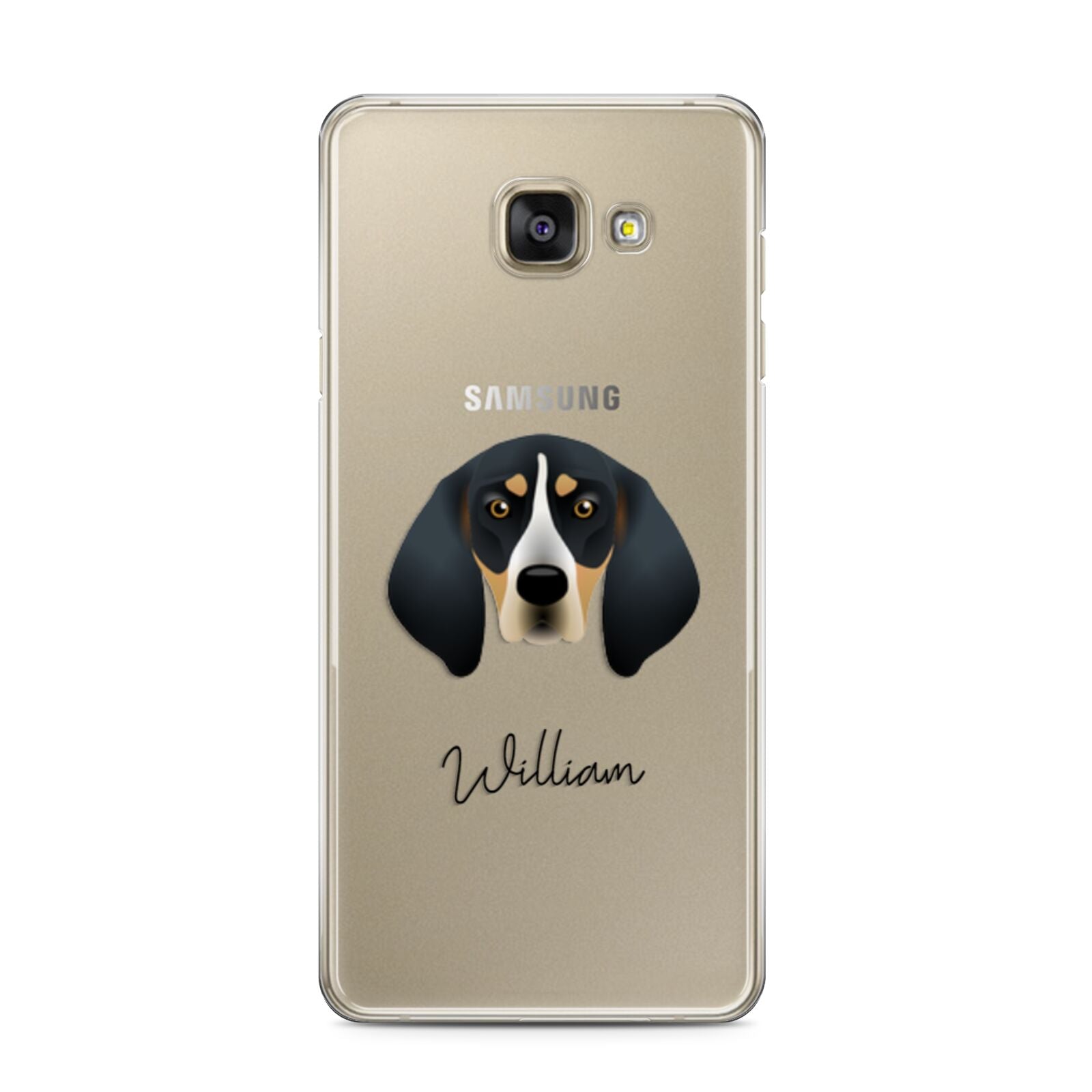 Bluetick Coonhound Personalised Samsung Galaxy A3 2016 Case on gold phone