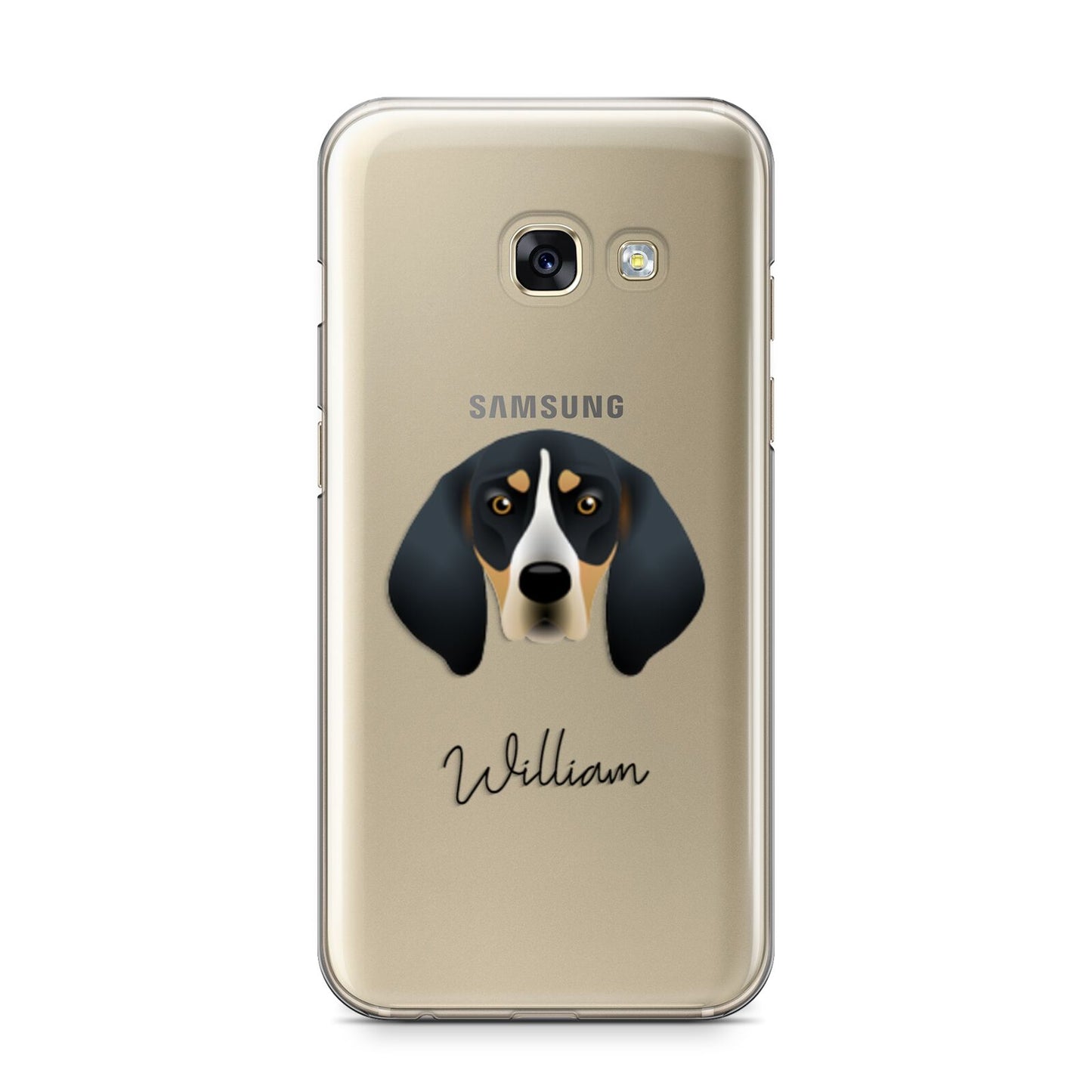 Bluetick Coonhound Personalised Samsung Galaxy A3 2017 Case on gold phone