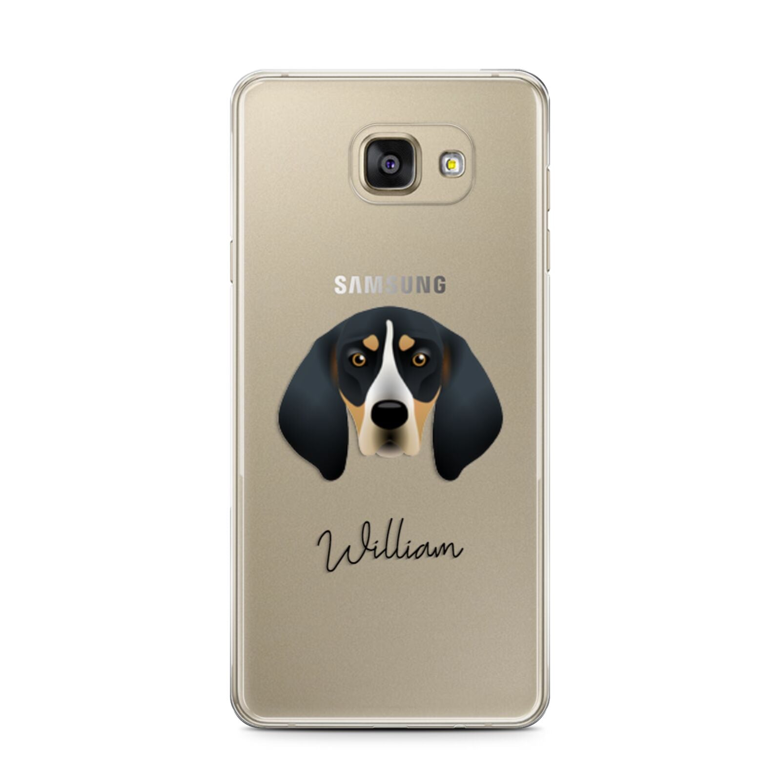 Bluetick Coonhound Personalised Samsung Galaxy A7 2016 Case on gold phone