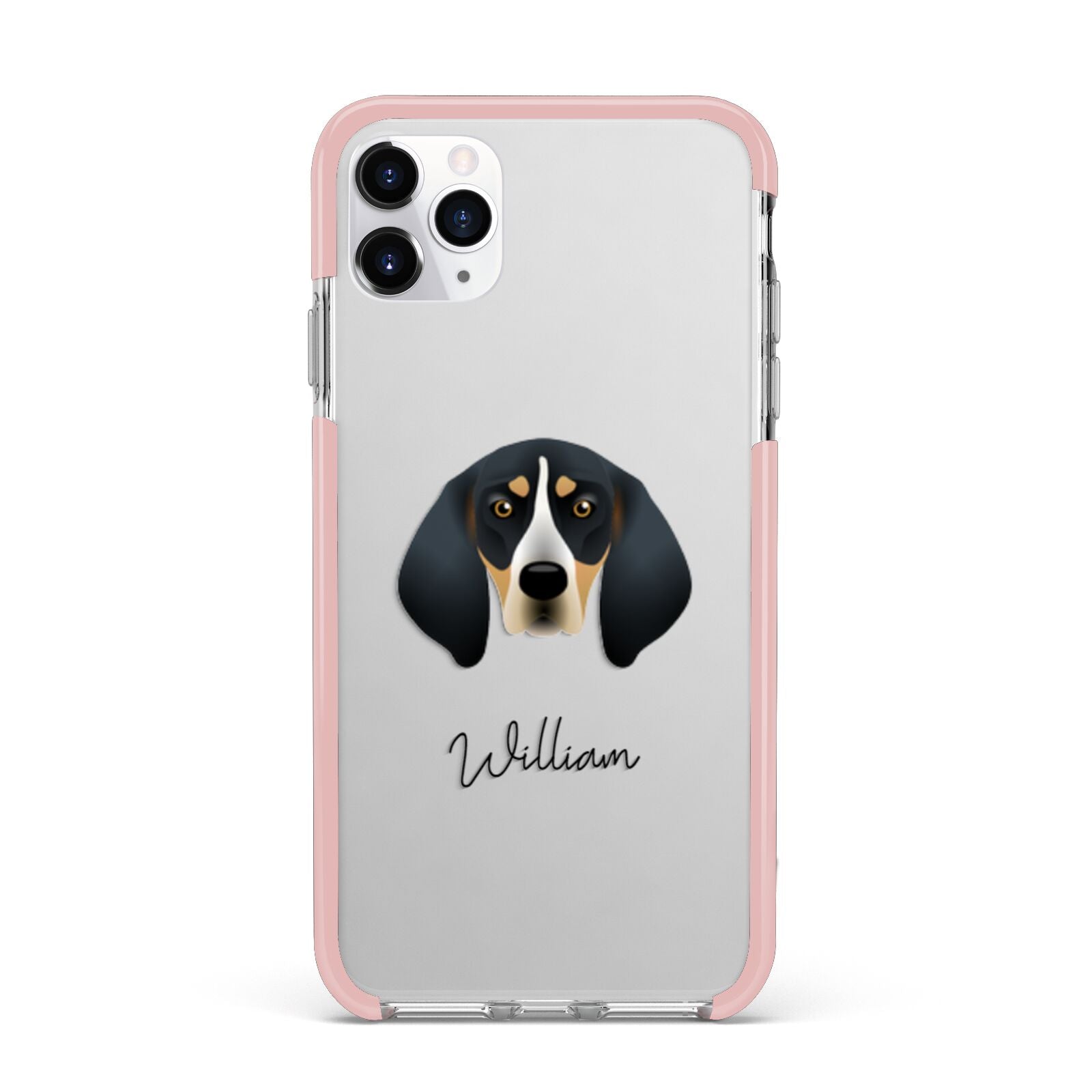 Bluetick Coonhound Personalised iPhone 11 Pro Max Impact Pink Edge Case