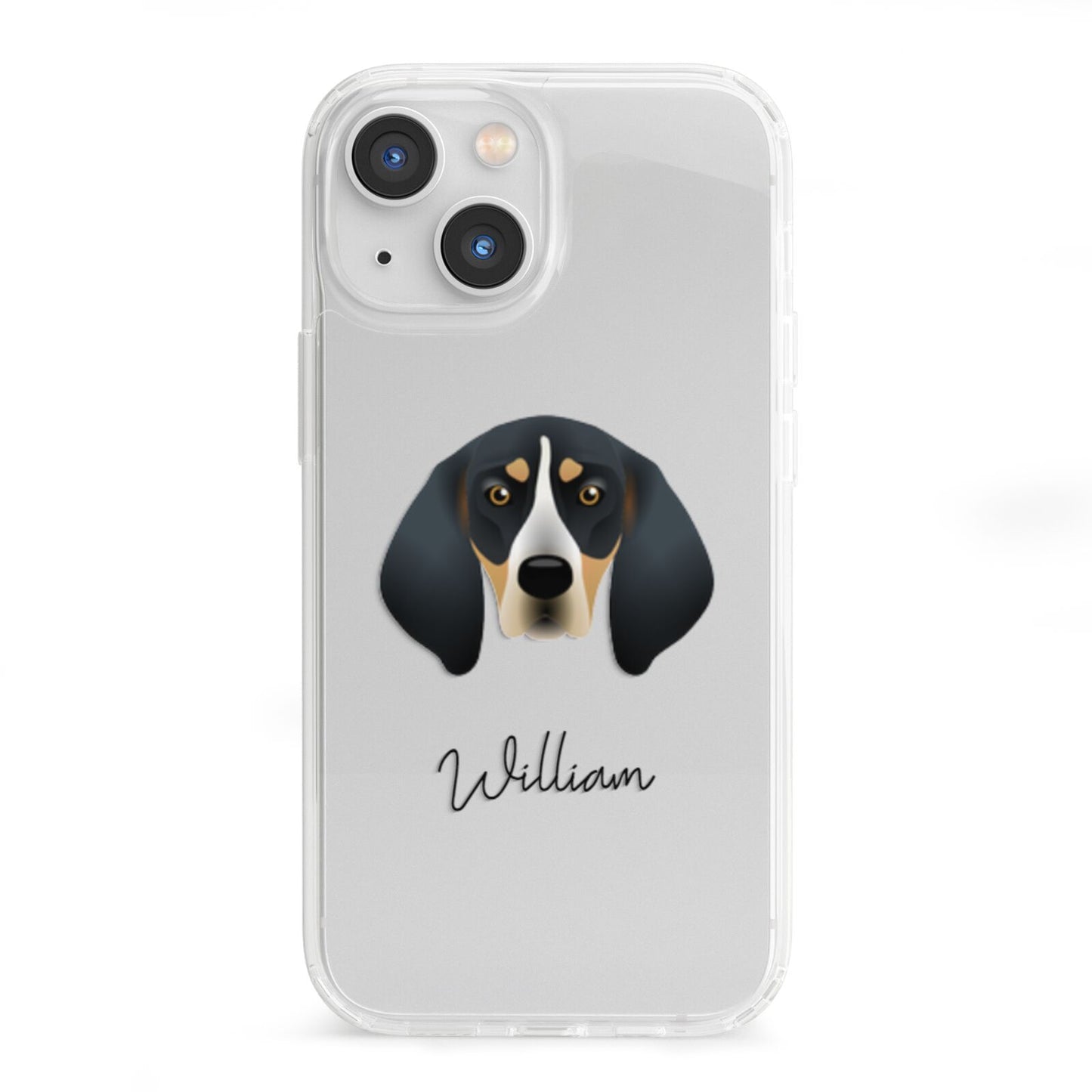 Bluetick Coonhound Personalised iPhone 13 Mini Clear Bumper Case