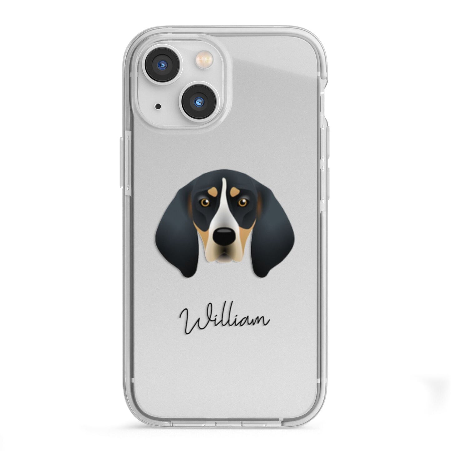 Bluetick Coonhound Personalised iPhone 13 Mini TPU Impact Case with White Edges