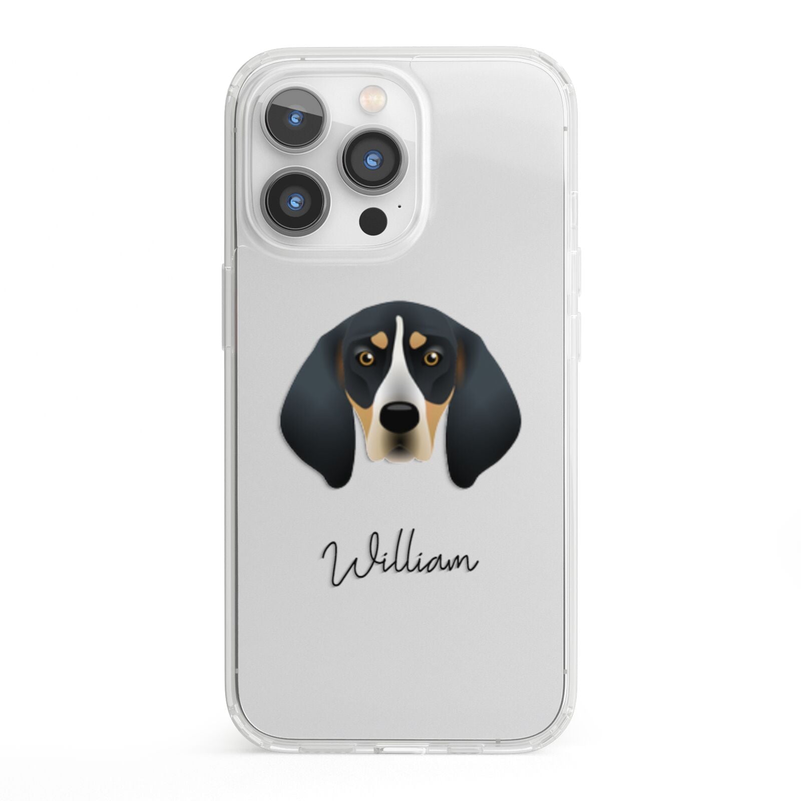 Bluetick Coonhound Personalised iPhone 13 Pro Clear Bumper Case