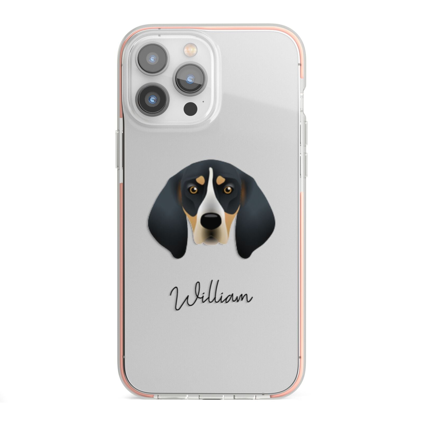 Bluetick Coonhound Personalised iPhone 13 Pro Max TPU Impact Case with Pink Edges
