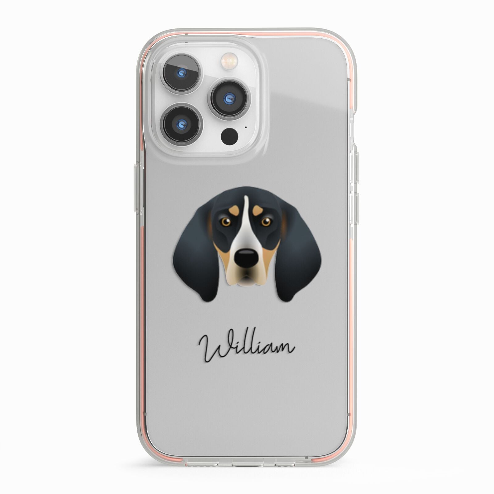 Bluetick Coonhound Personalised iPhone 13 Pro TPU Impact Case with Pink Edges