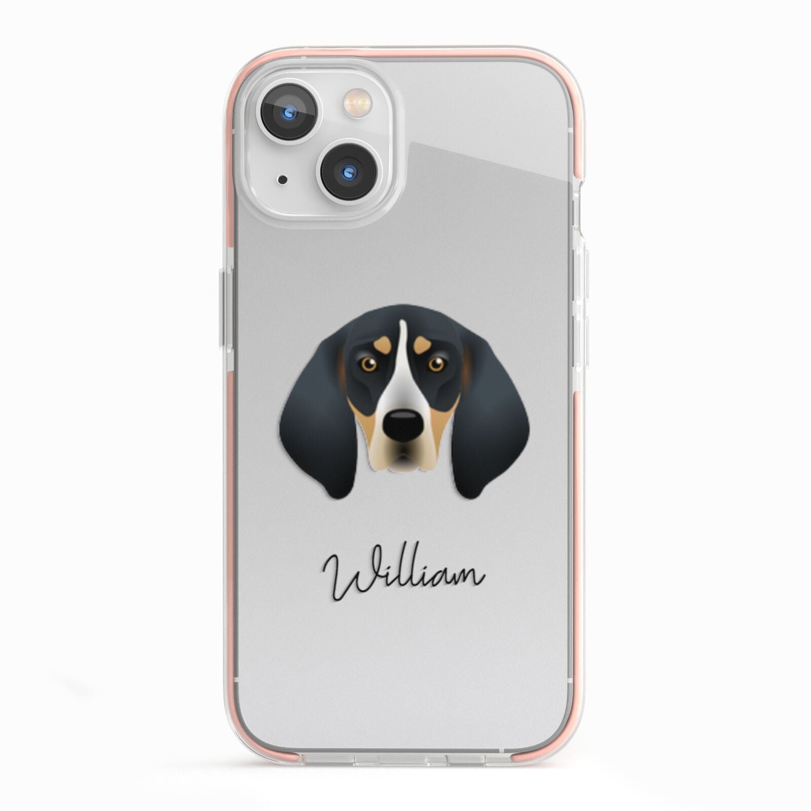 Bluetick Coonhound Personalised iPhone 13 TPU Impact Case with Pink Edges