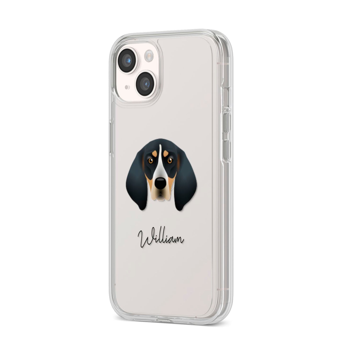 Bluetick Coonhound Personalised iPhone 14 Clear Tough Case Starlight Angled Image