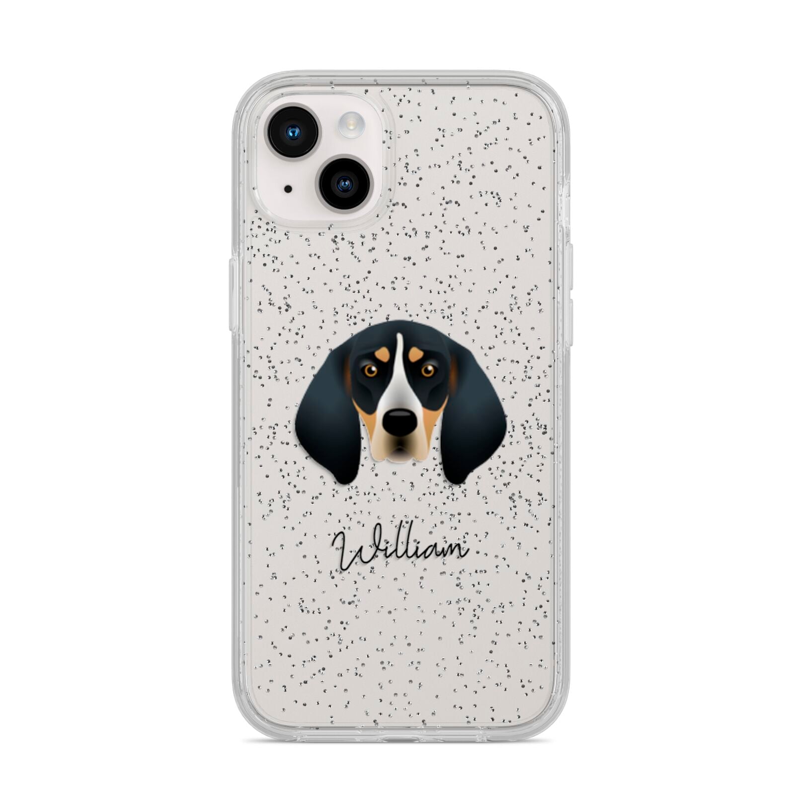 Bluetick Coonhound Personalised iPhone 14 Plus Glitter Tough Case Starlight