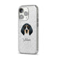Bluetick Coonhound Personalised iPhone 14 Pro Glitter Tough Case Silver Angled Image