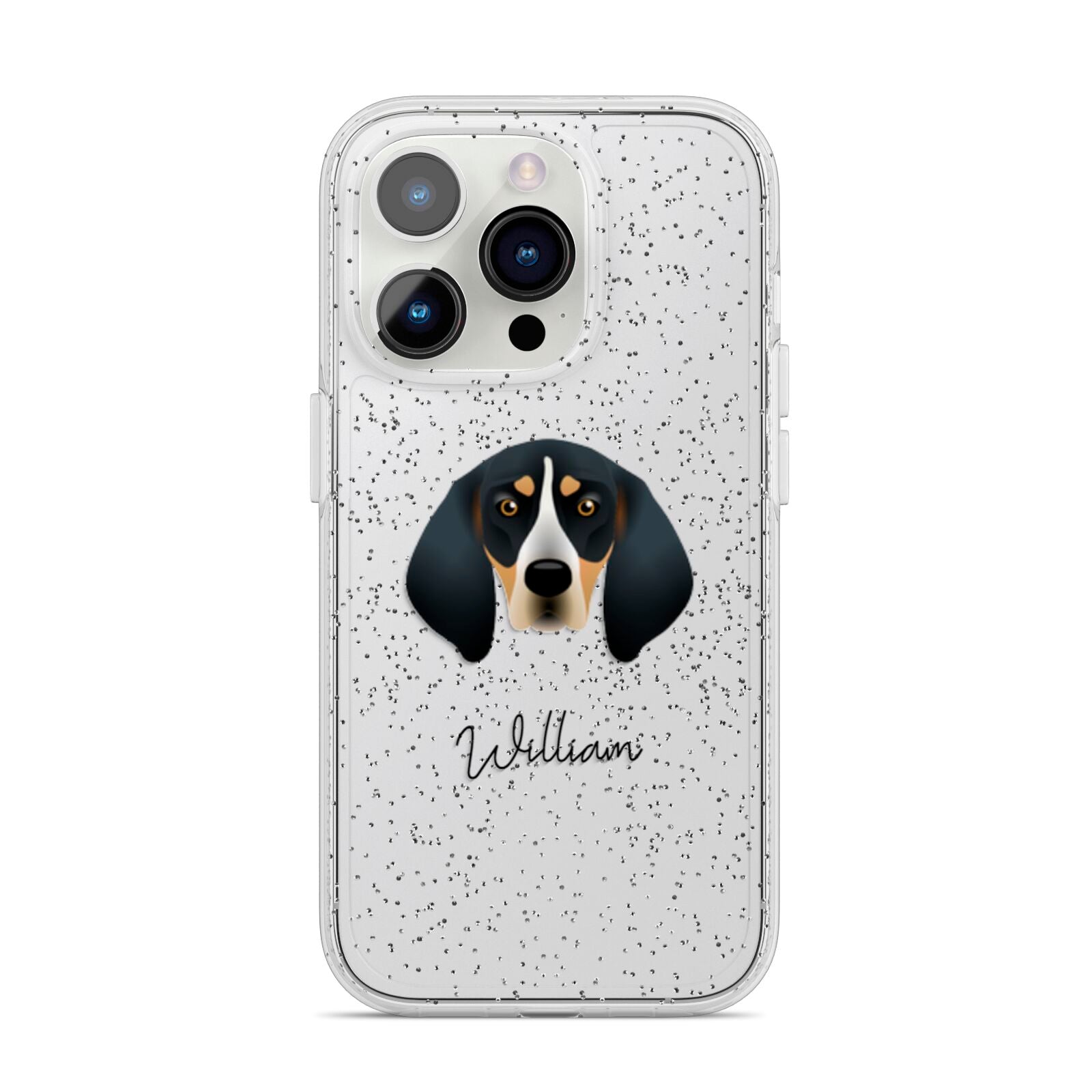 Bluetick Coonhound Personalised iPhone 14 Pro Glitter Tough Case Silver