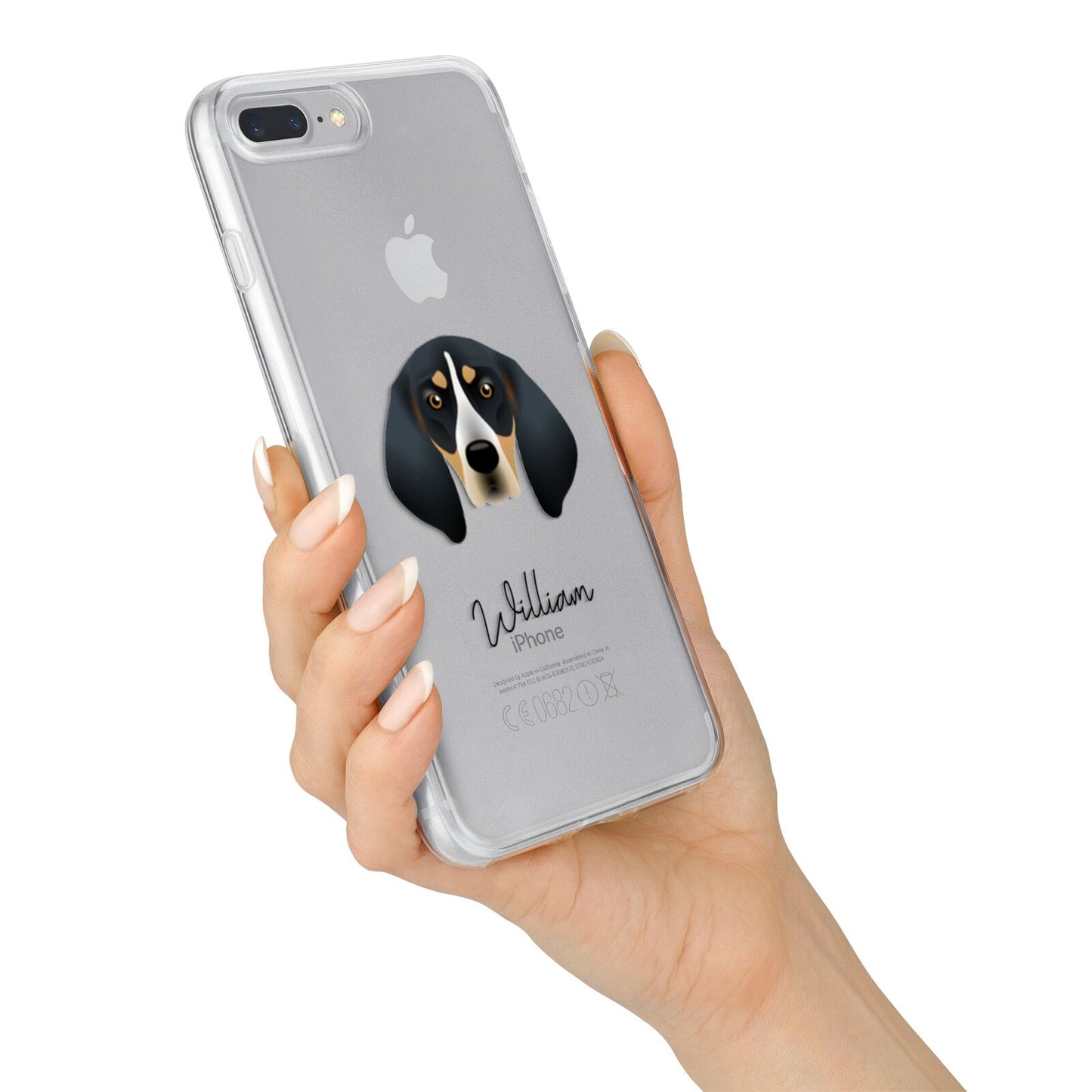 Bluetick Coonhound Personalised iPhone 7 Plus Bumper Case on Silver iPhone Alternative Image