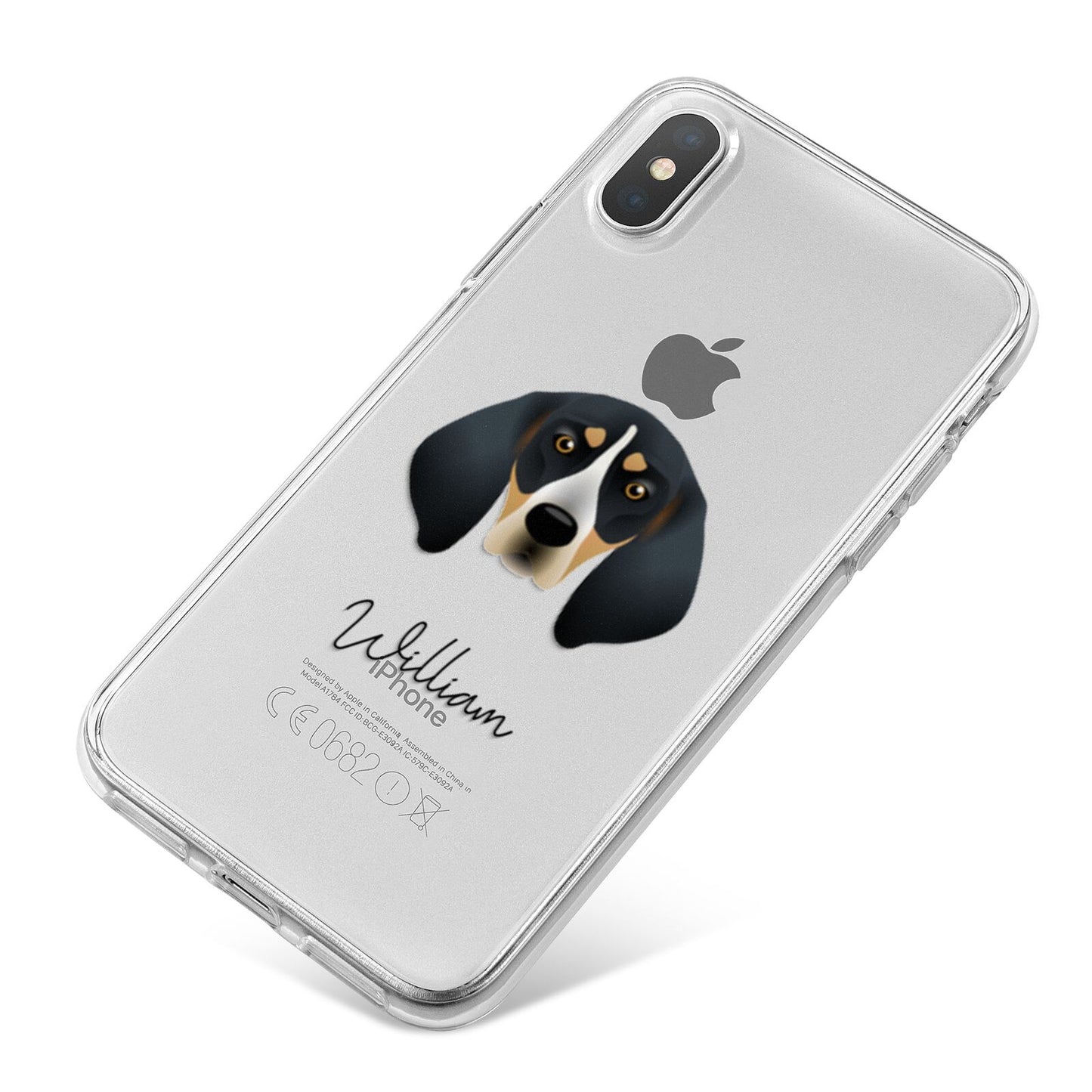 Bluetick Coonhound Personalised iPhone X Bumper Case on Silver iPhone