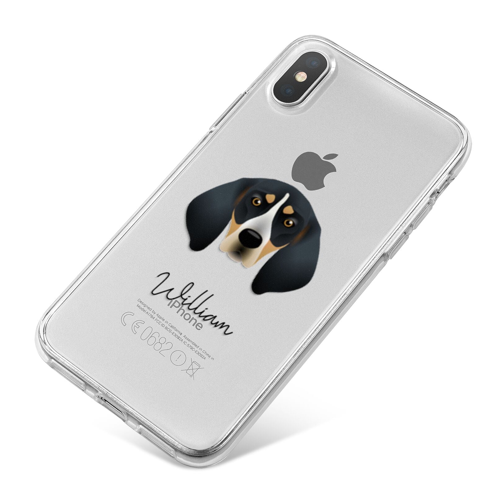 Bluetick Coonhound Personalised iPhone X Bumper Case on Silver iPhone