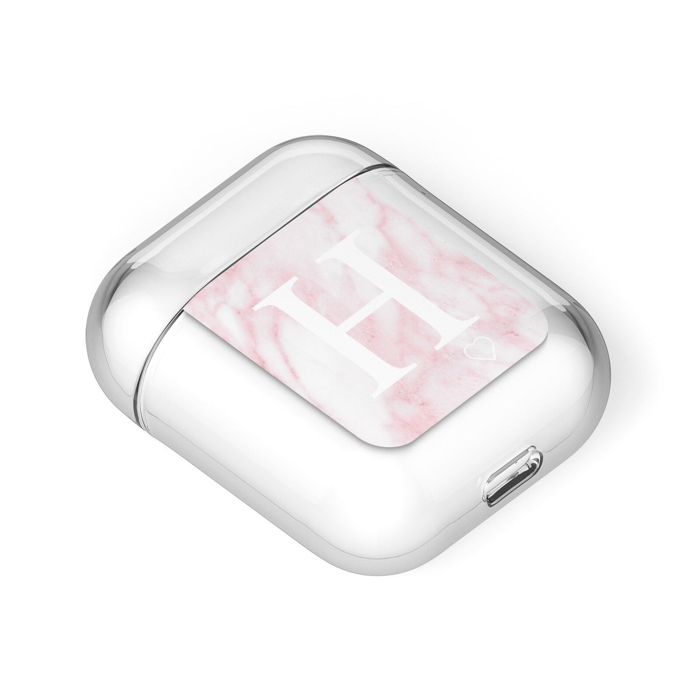 Blush Marble Custom Initial Personalised AirPods Case Laid Flat