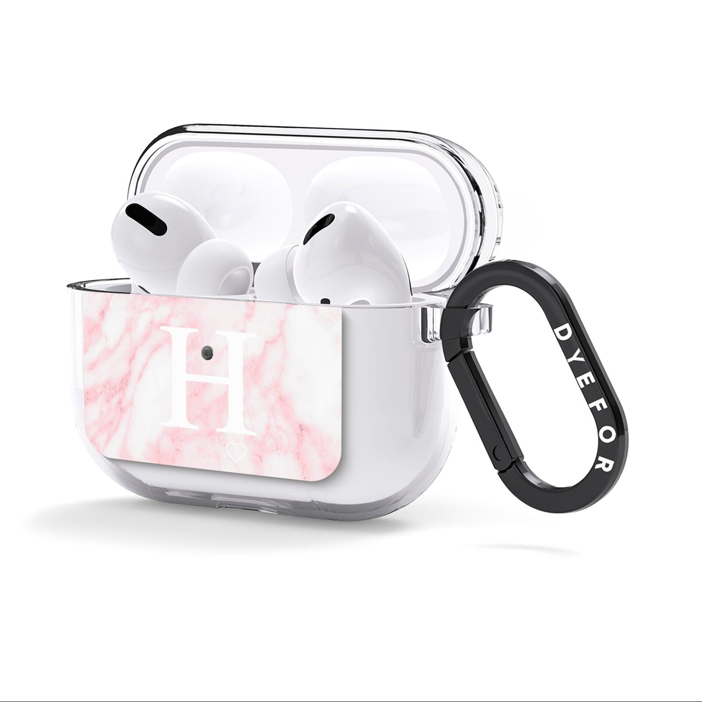 Blush Marble Custom Initial Personalised AirPods Clear Case 3rd Gen Side Image
