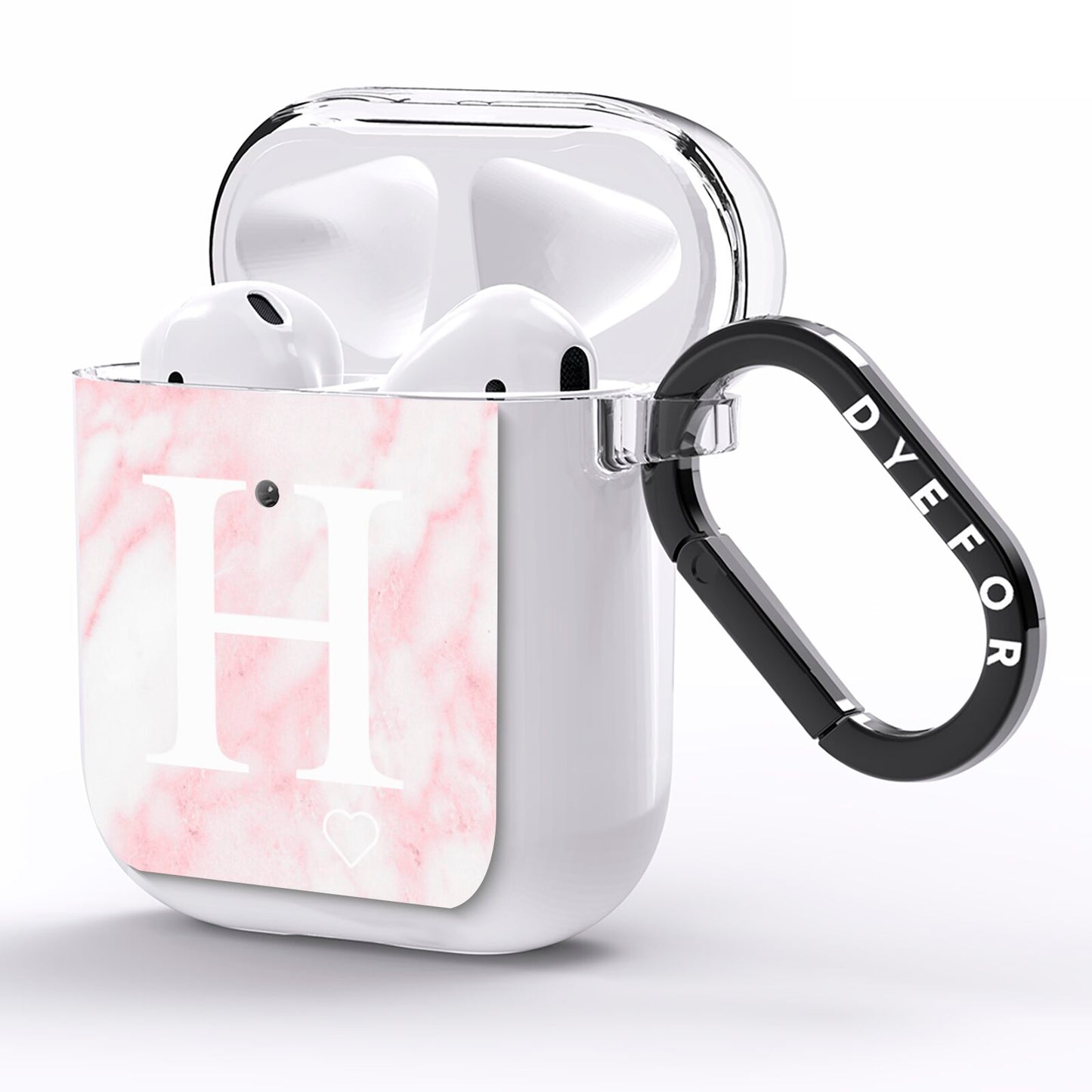 Blush Marble Custom Initial Personalised AirPods Clear Case Side Image