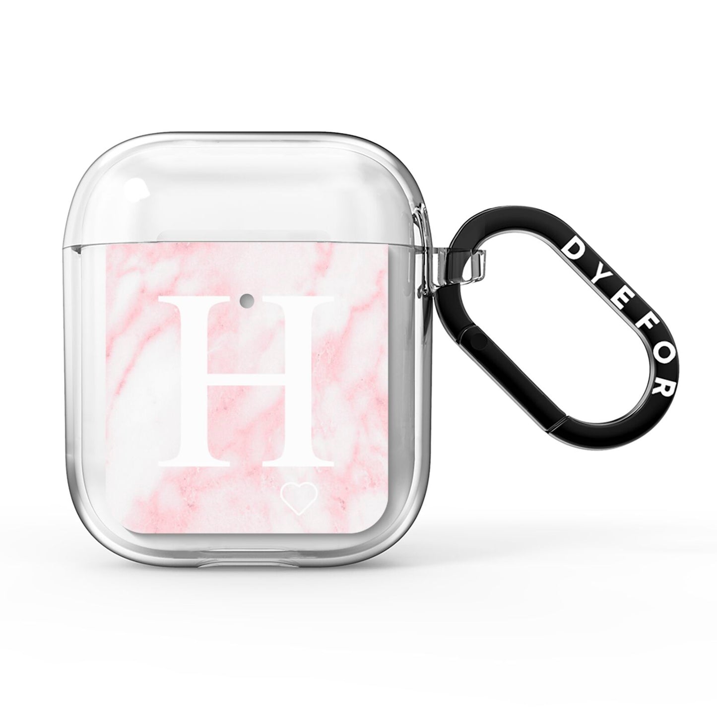 Blush Marble Custom Initial Personalised AirPods Clear Case
