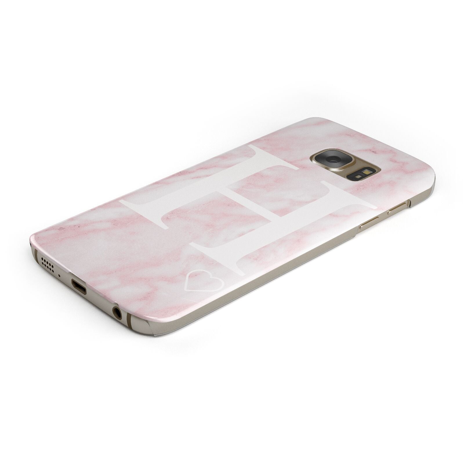 Blush Marble Custom Initial Personalised Protective Samsung Galaxy Case Angled Image