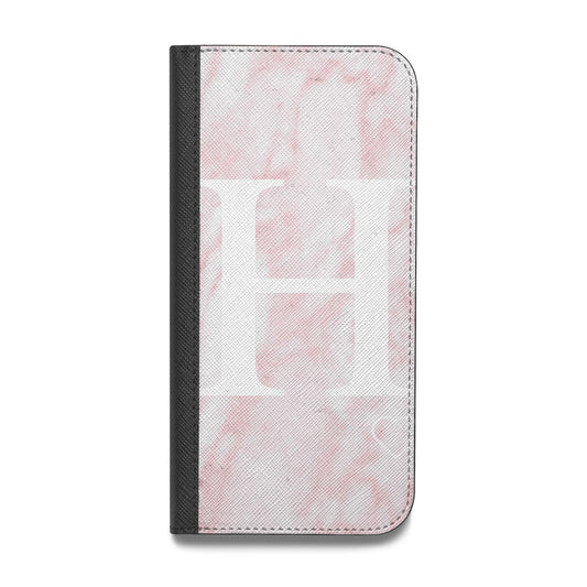 Blush Marble Custom Initial Personalised Vegan Leather Flip iPhone Case