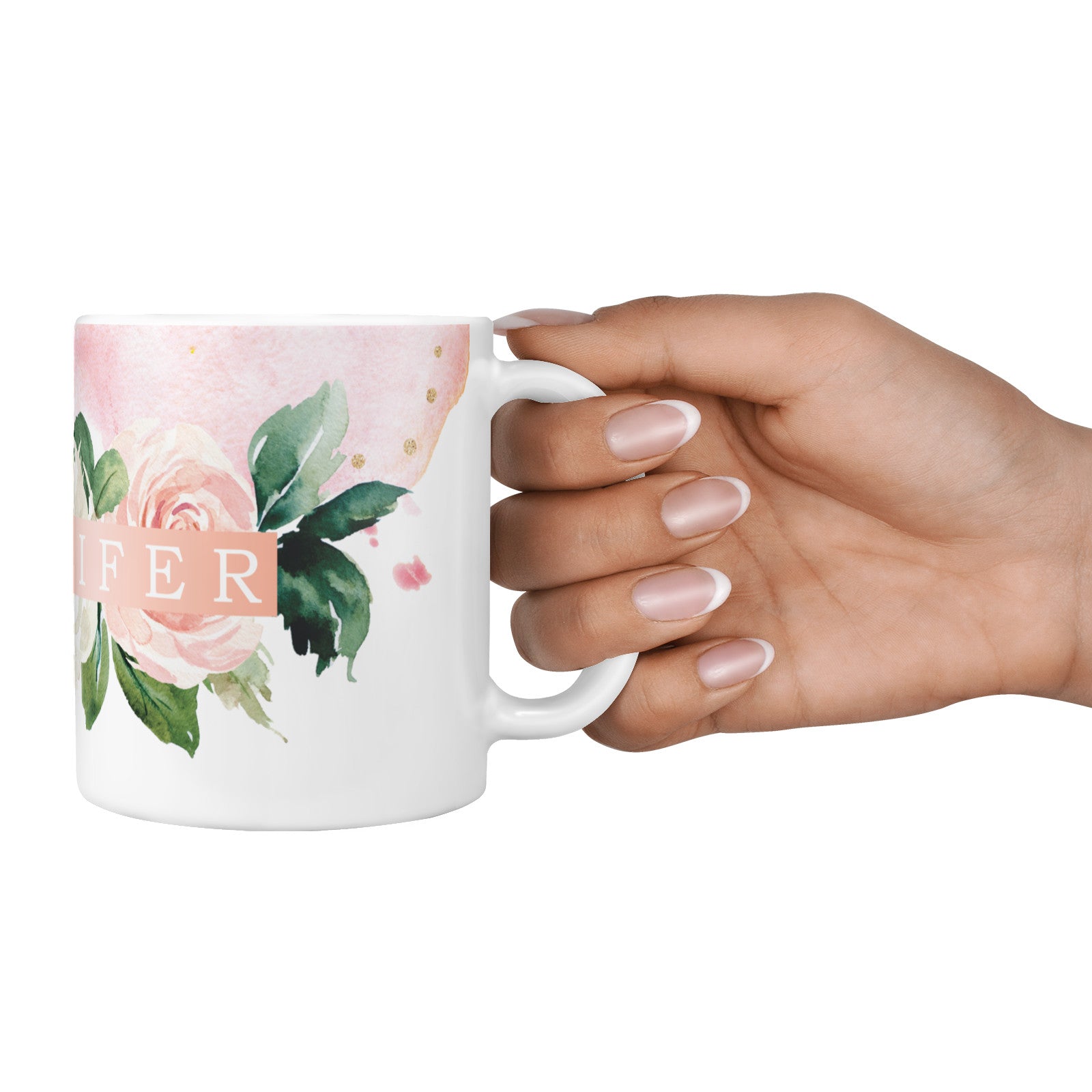Blush Pink Personalised Name Floral 10oz Mug Alternative Image 4