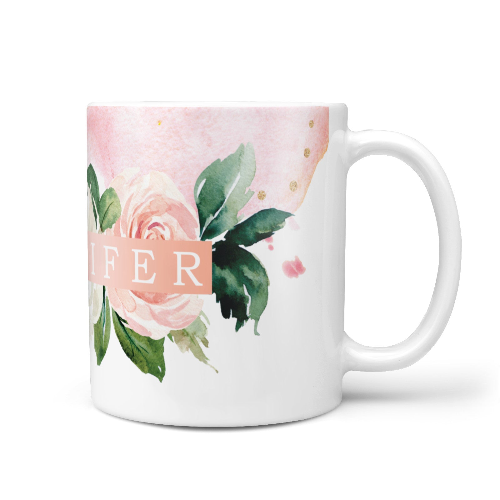 Blush Pink Personalised Name Floral 10oz Mug