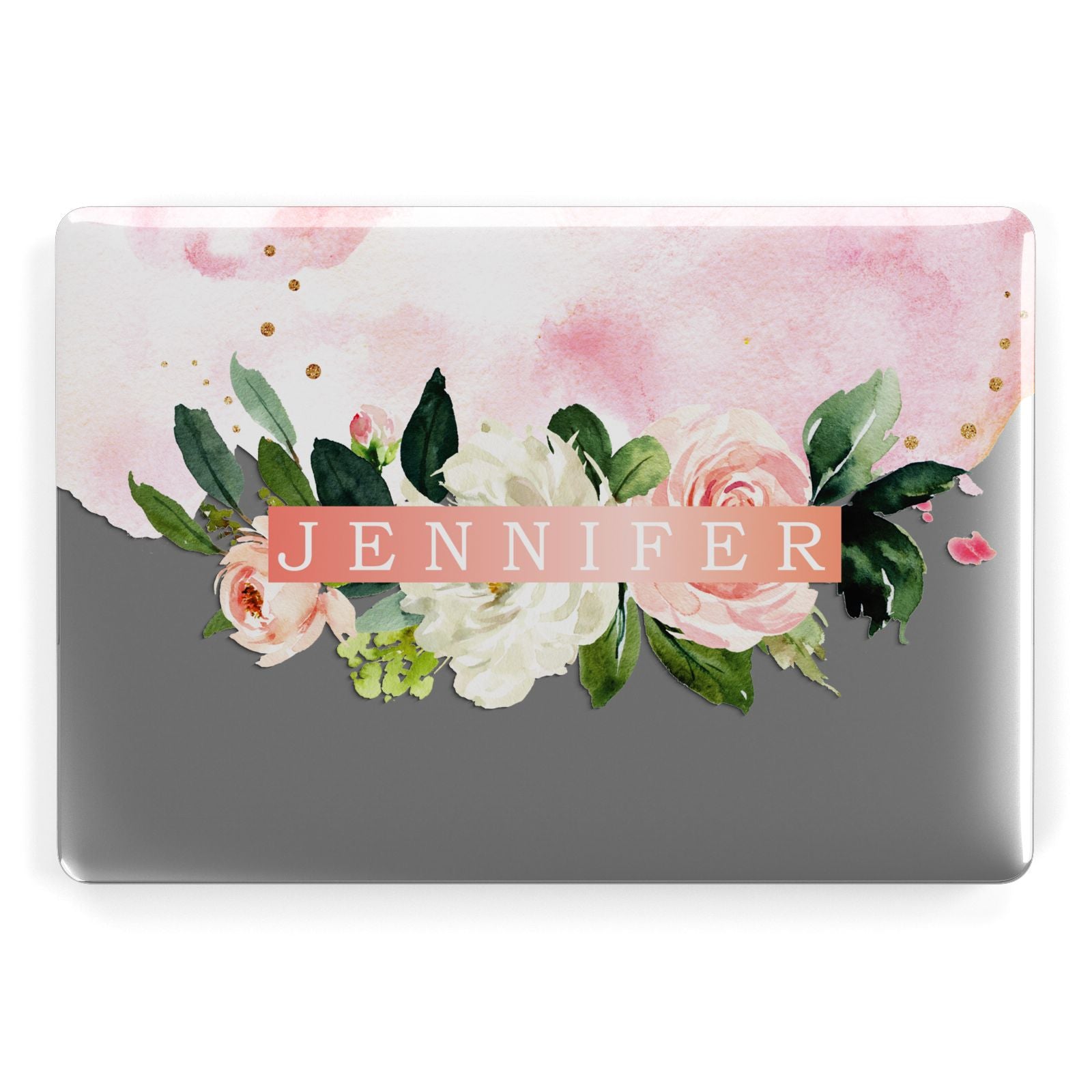 Blush Pink Personalised Name Floral Apple MacBook Case